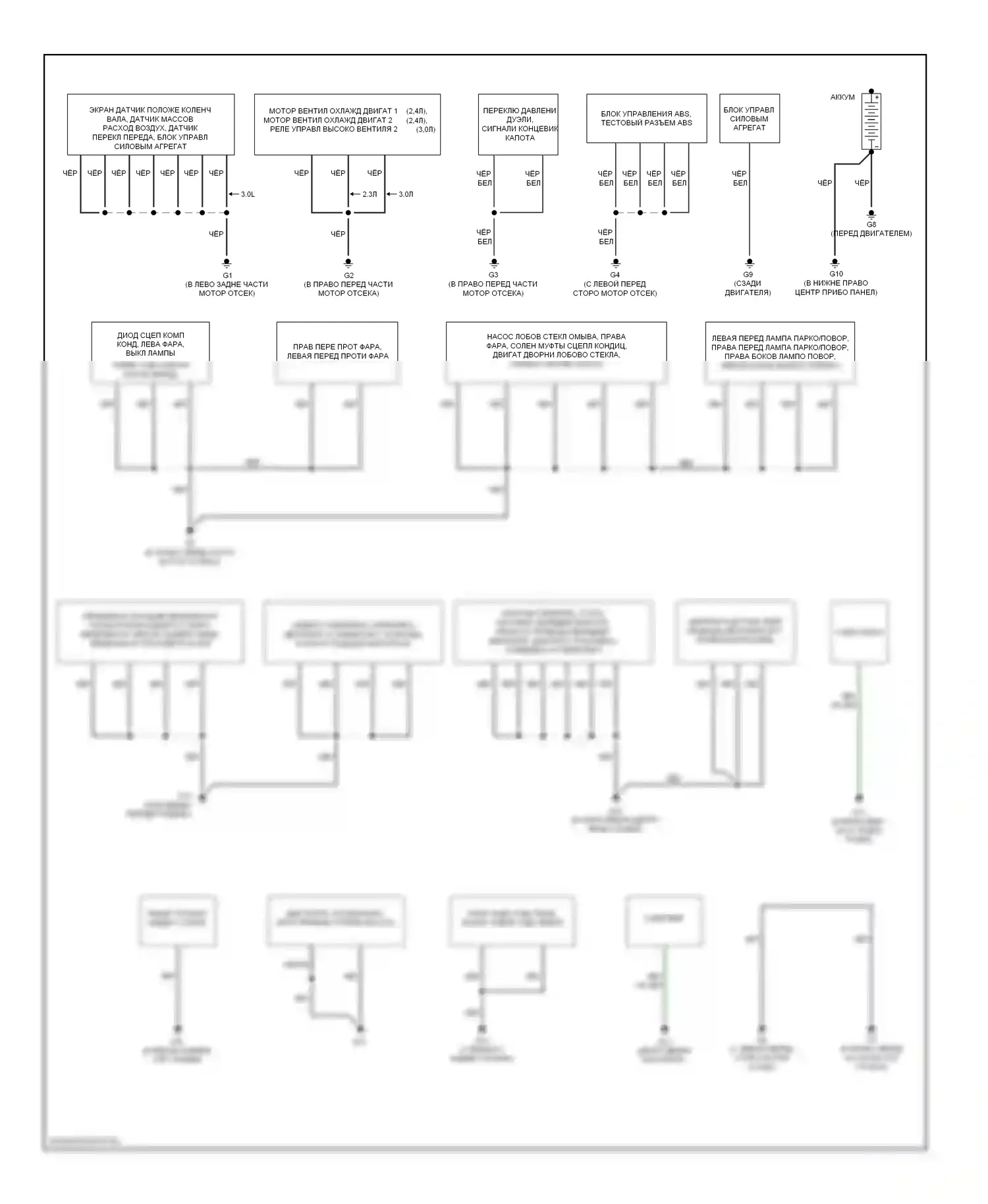 Tribute Mazda I рестайлинг (2004-2007): Электросхема разводки массы (1 из 2) 