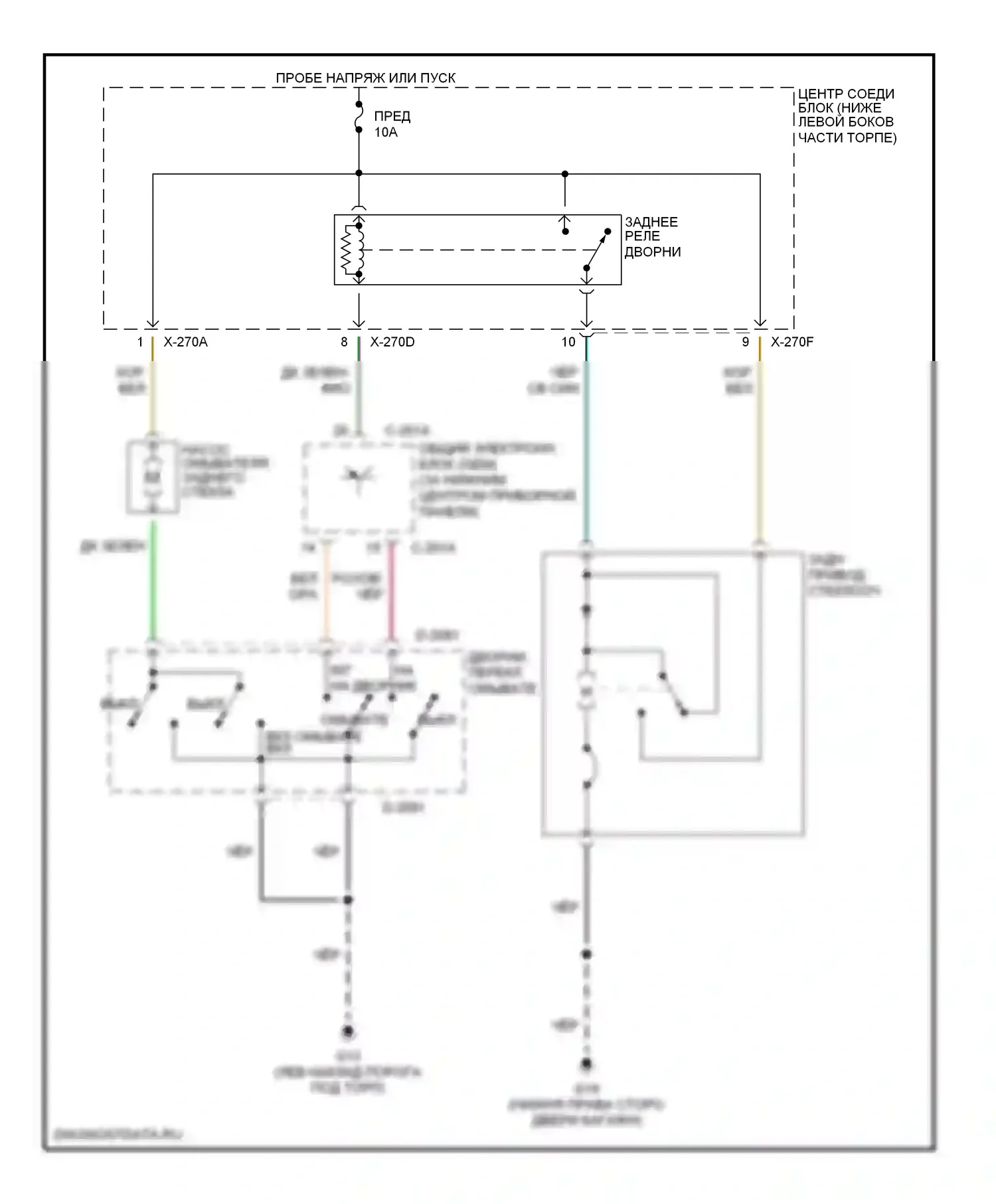 Tribute Mazda I (2000-2004): Электросхема задних дворников и омывателей 