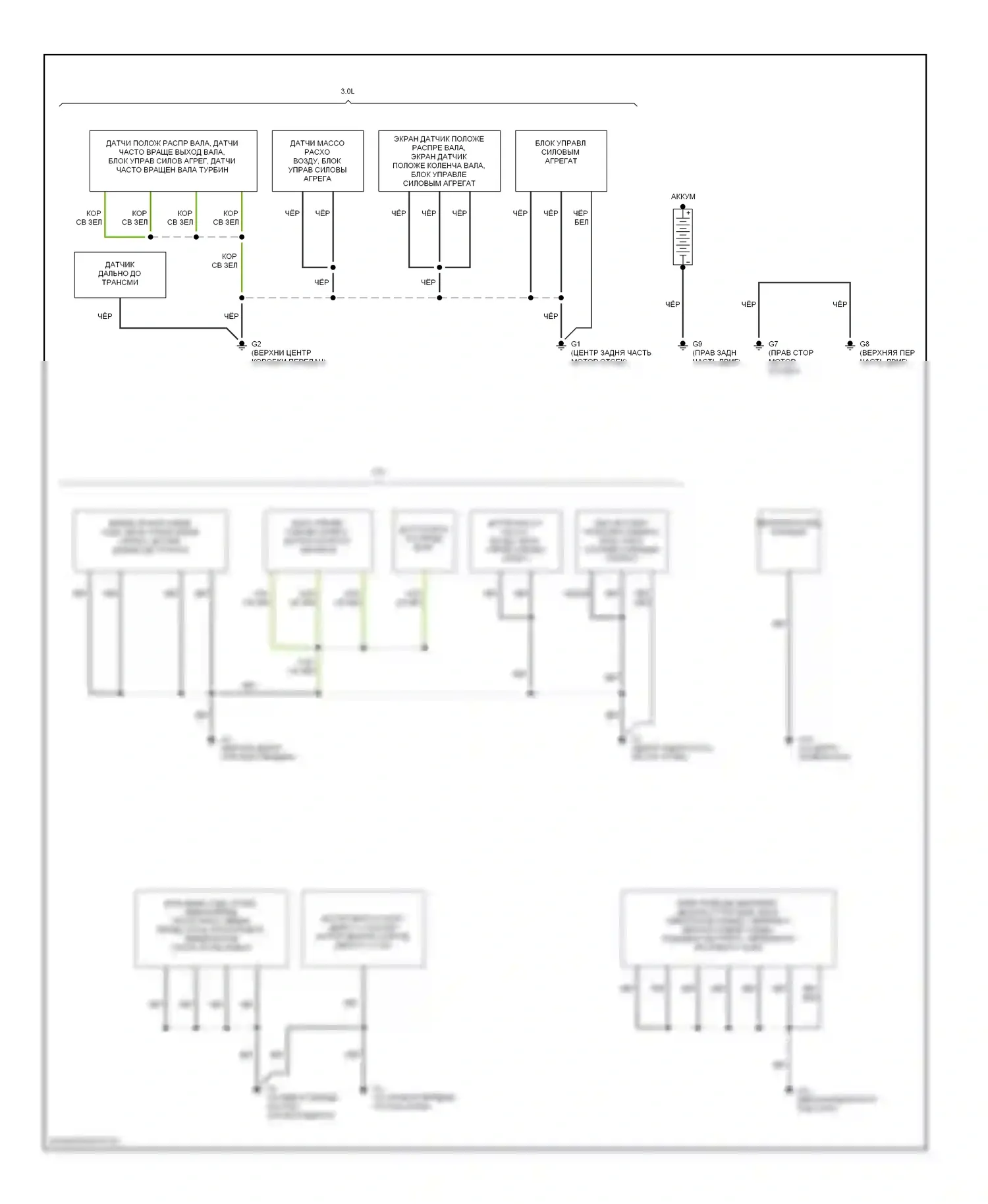 Tribute Mazda I (2000-2004): Электросхема разводки массы (1 из 2) 