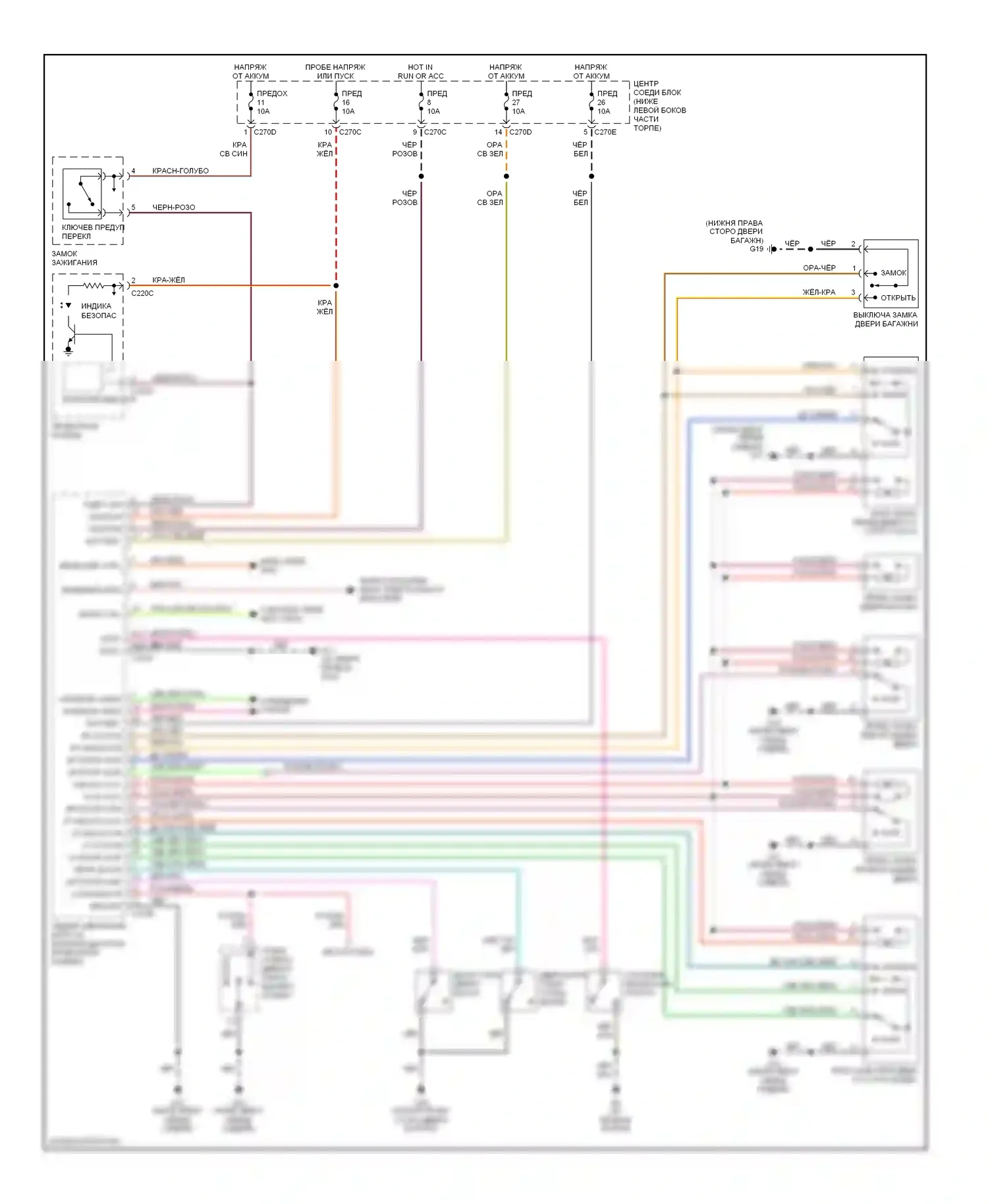 Tribute Mazda I (2000-2004): Электросхема замка силовой двери 