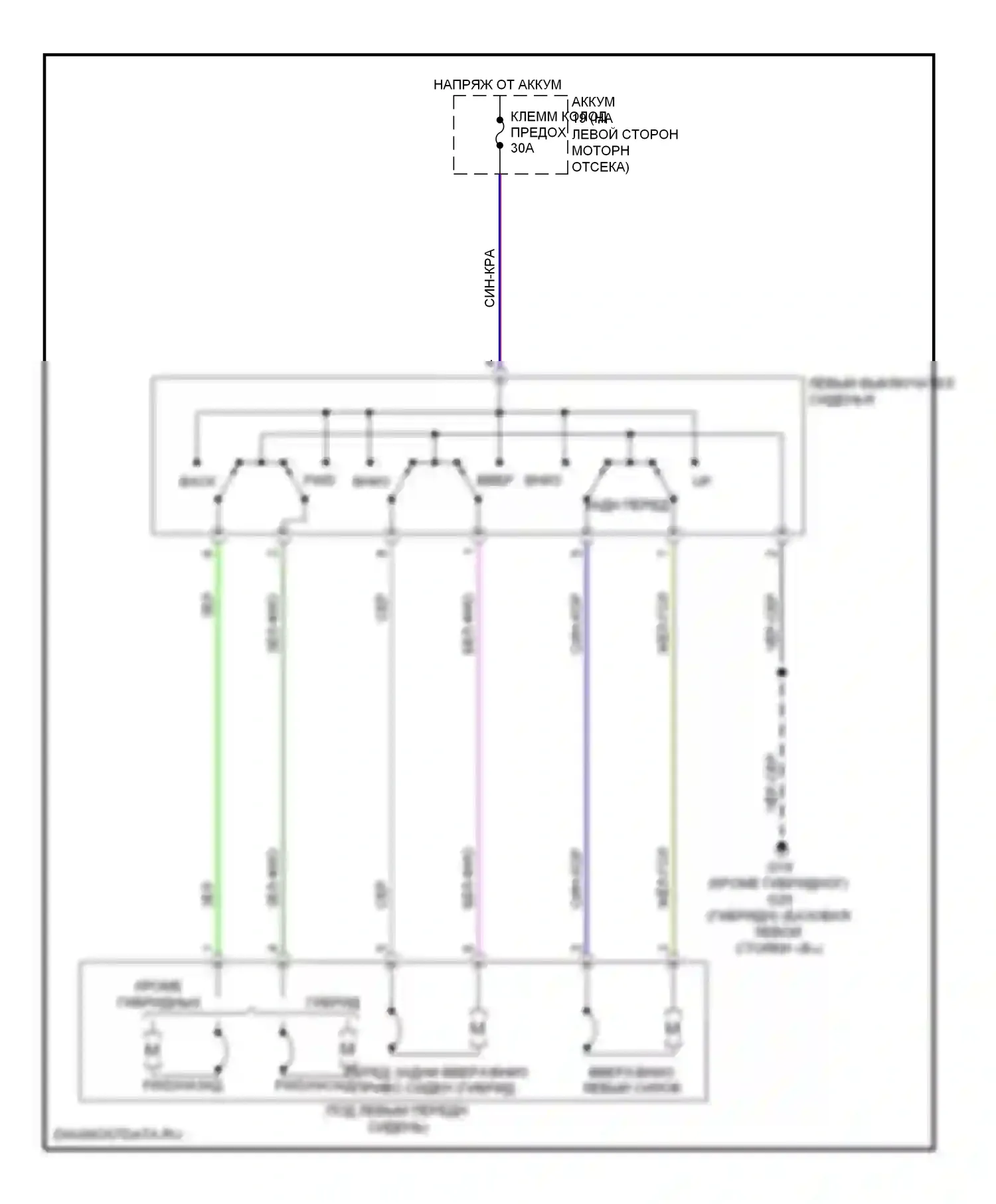 Tribute Mazda II (2007-2011): Электросхема силового сиденья 