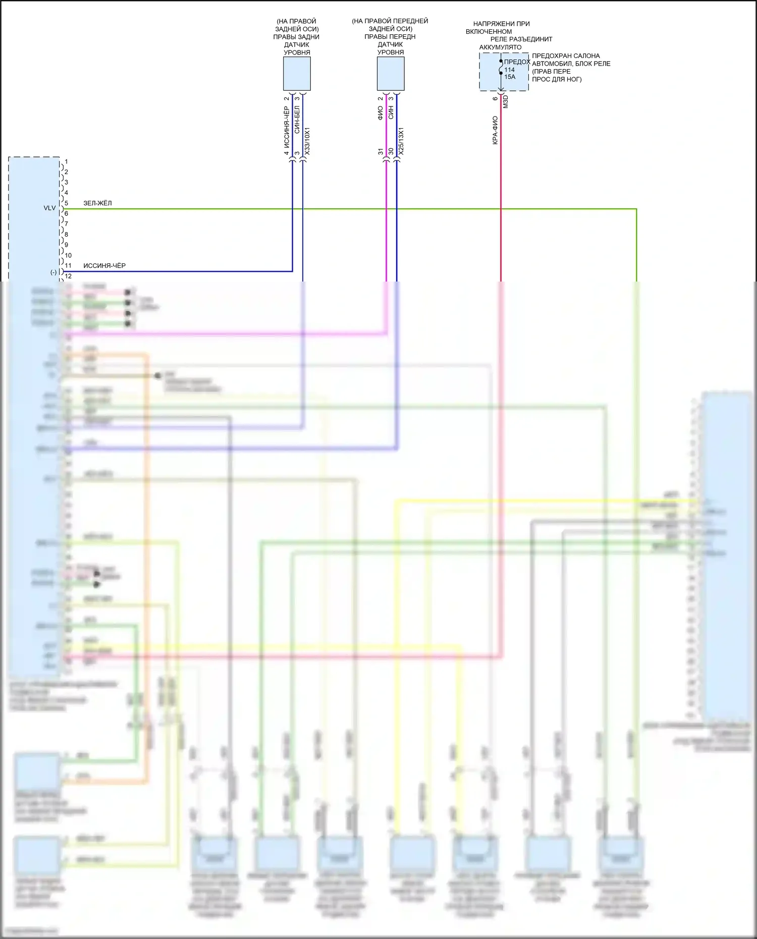 A-класс Mercedes-Benz W177 (2018-2023): Электросхема электронной подвески, с вариантом питания выше номинального 2 