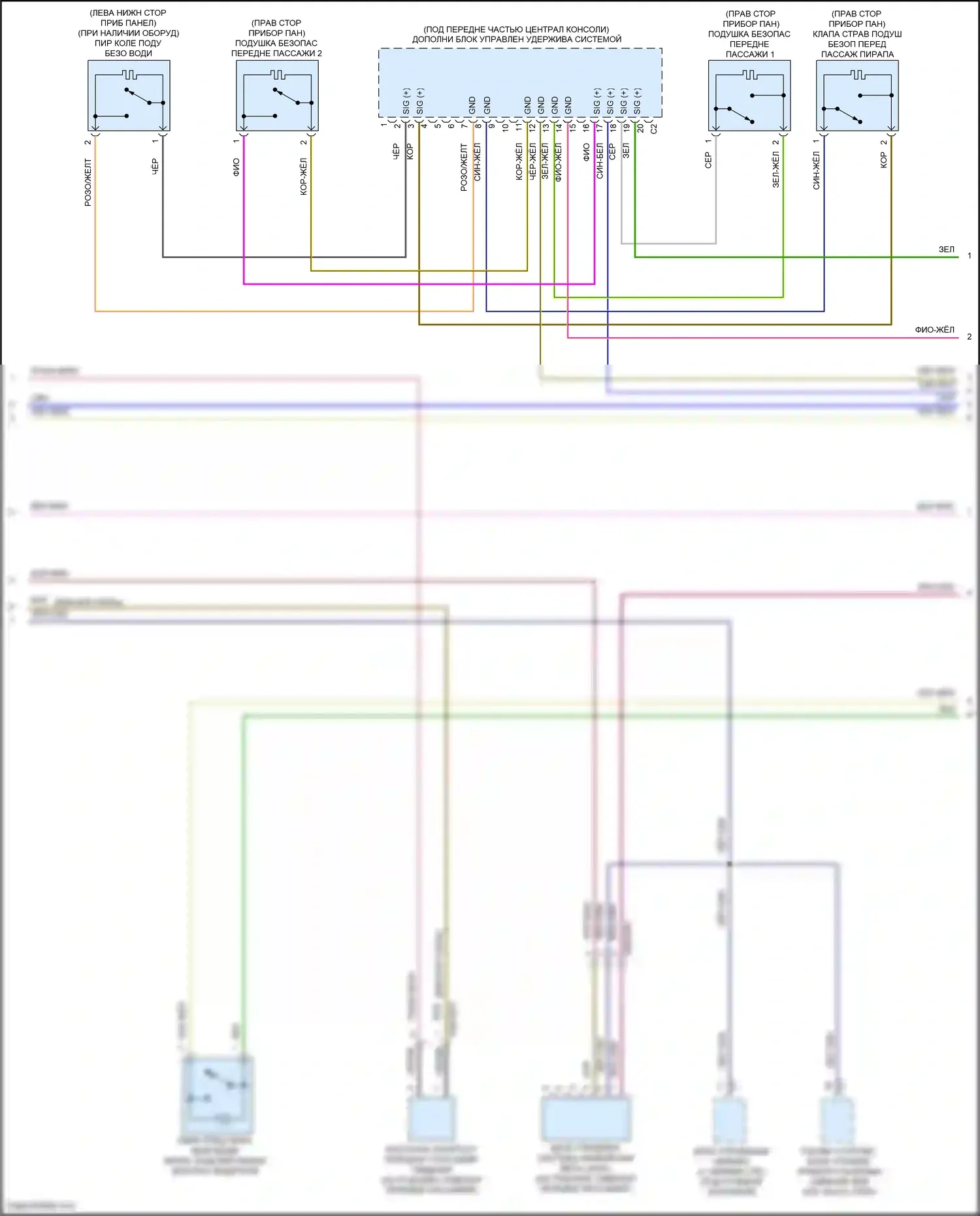 A-класс Mercedes-Benz W177 (2018-2023): Электросхема подушек безопасности (2 из 4) 