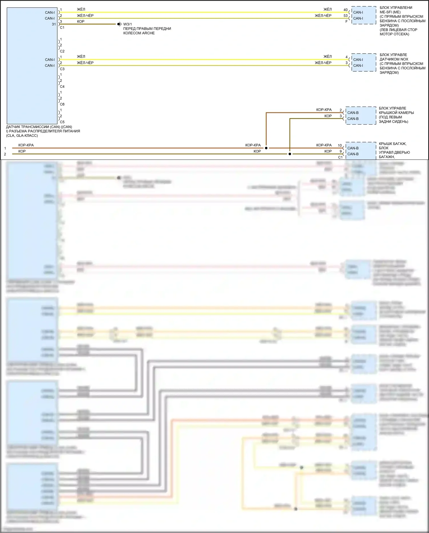 B-класс Mercedes-Benz W246 рестайлинг (2014-2018): Электросхема шины высокого/низкого уровня (4 из 4) 
