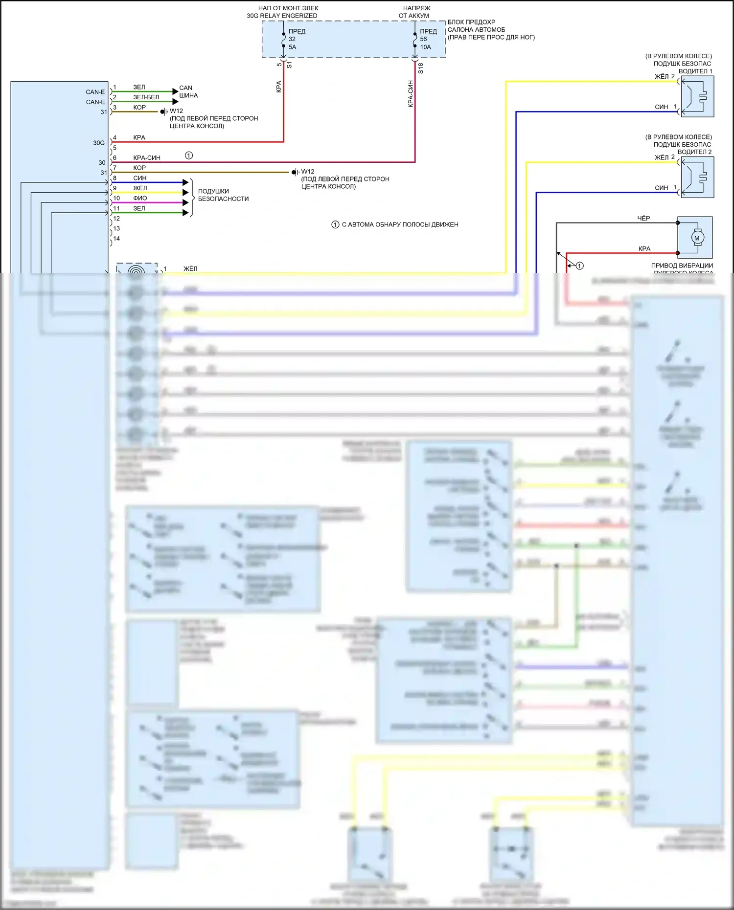 B-класс Mercedes-Benz W246 рестайлинг (2014-2018): Электросхема рулевая колонка 