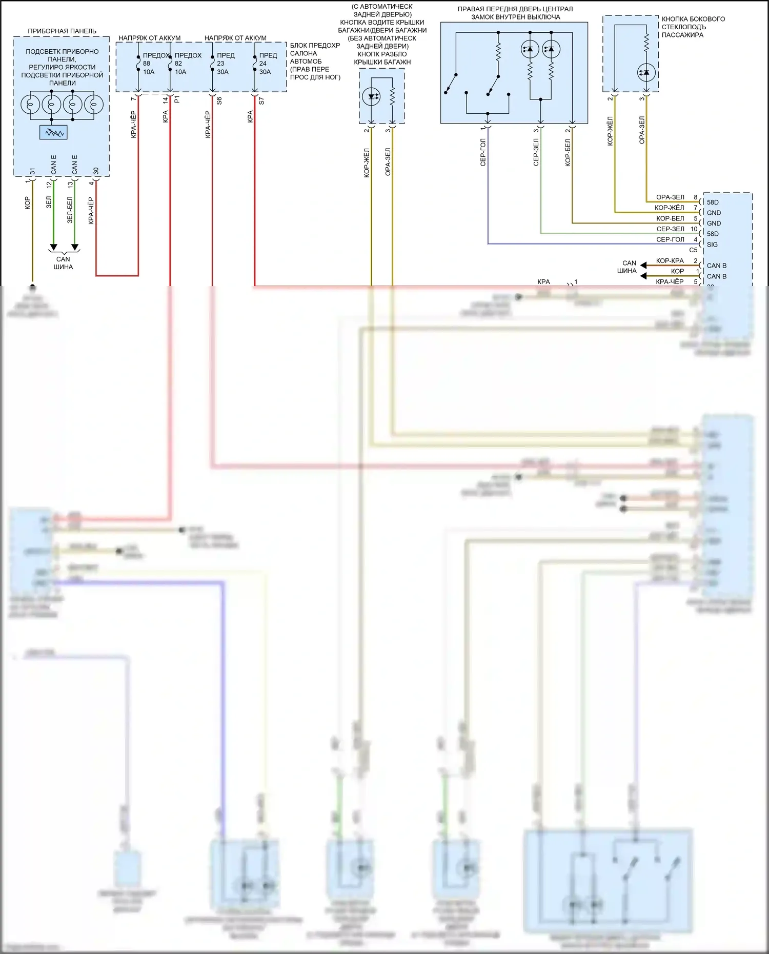 B-класс Mercedes-Benz W246 рестайлинг (2014-2018): Электросхема подсветки приборной панели (2 из 2) 
