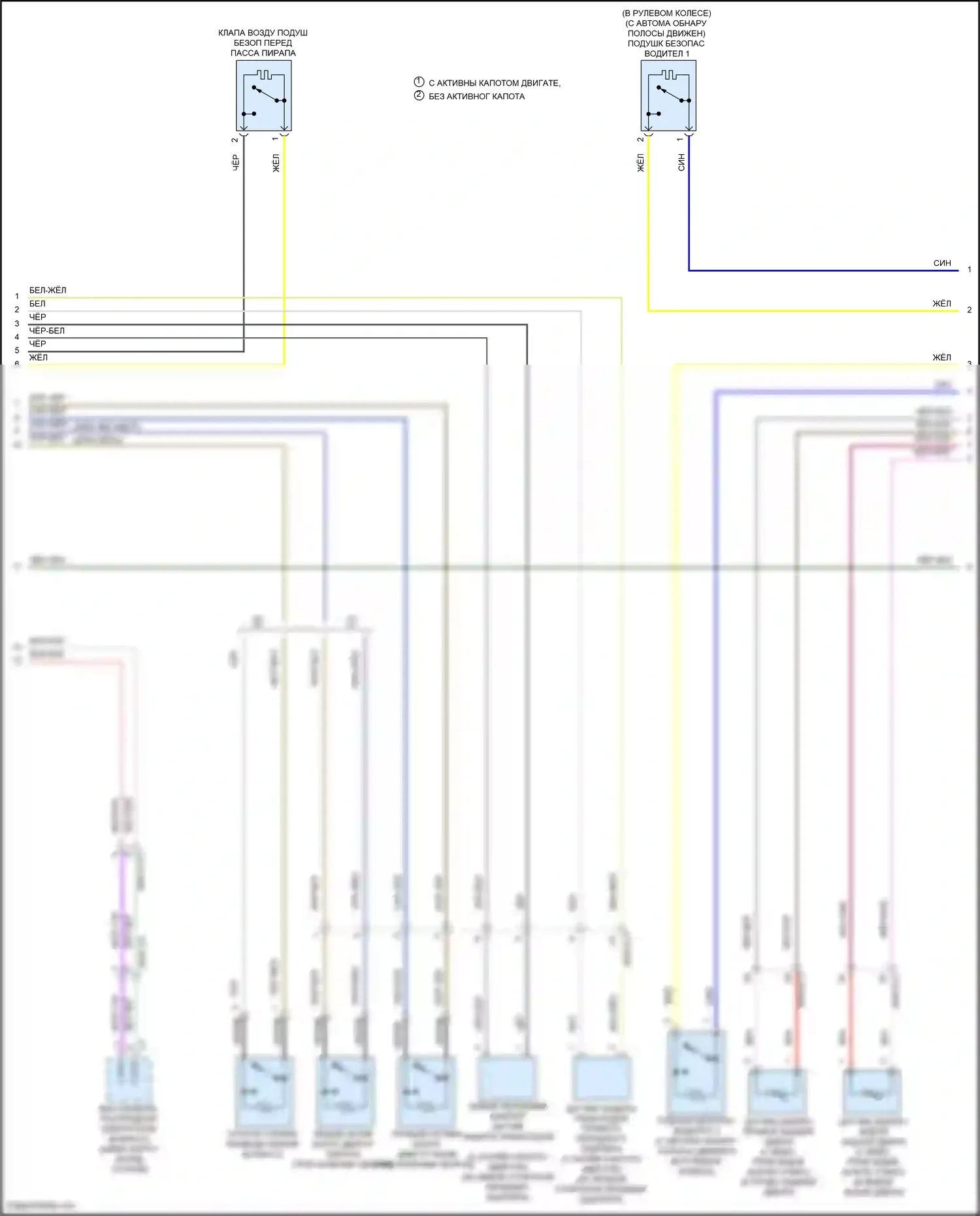 B-класс Mercedes-Benz W246 рестайлинг (2014-2018): Электросхема подушек безопасности (2 из 4) 
