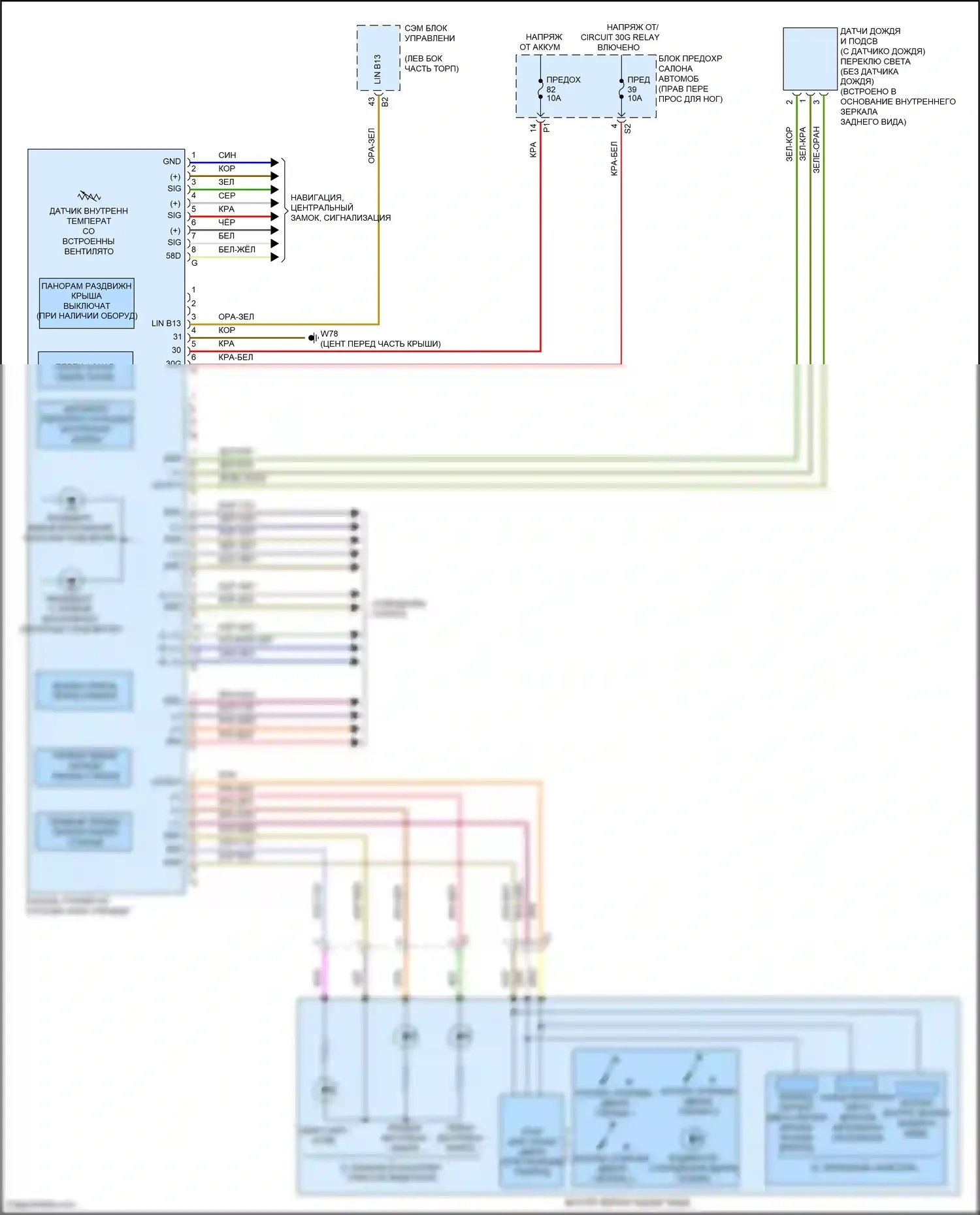B-класс Mercedes-Benz W246 рестайлинг (2014-2018): Электросхема потолочного пульта 