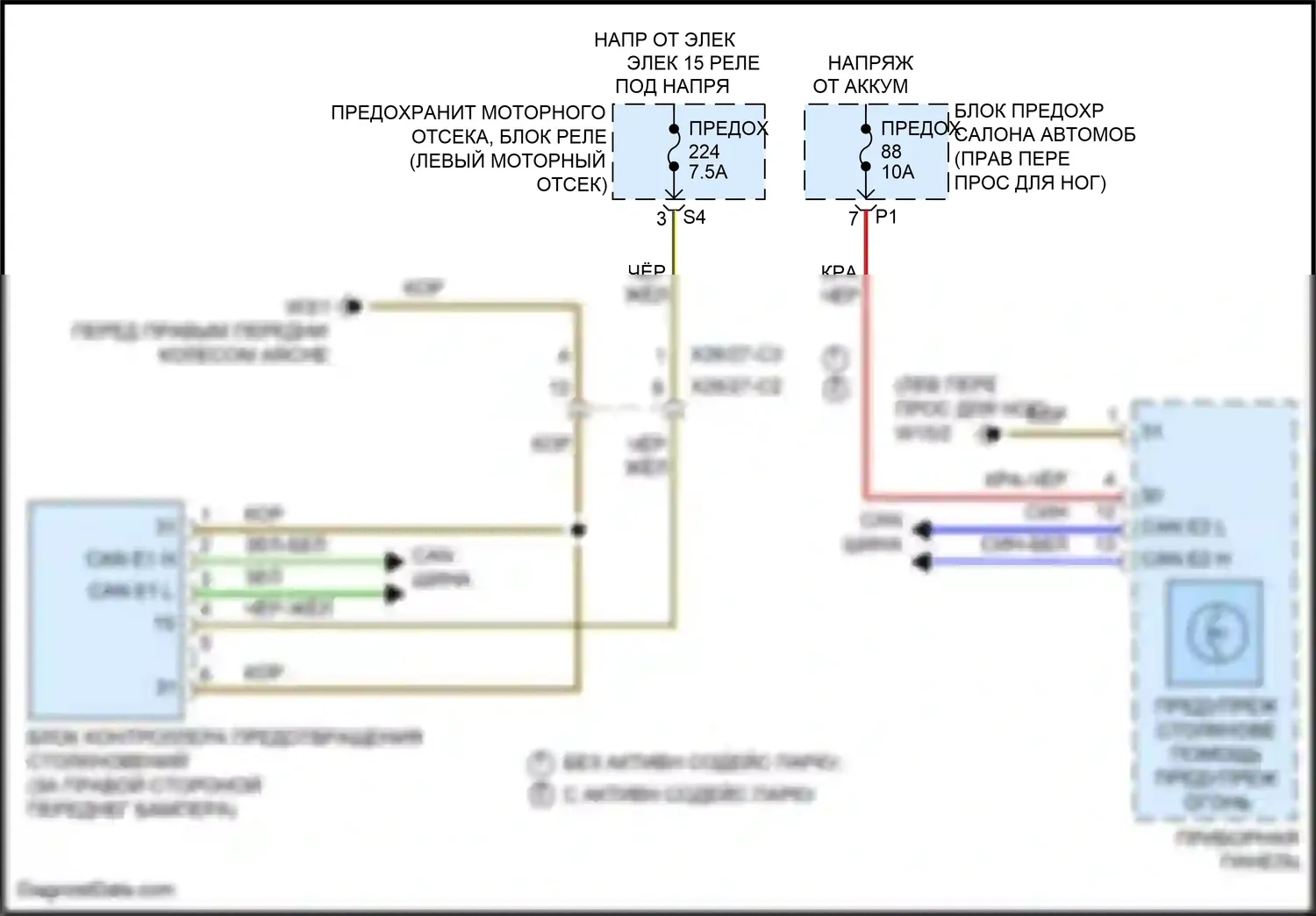 B-класс Mercedes-Benz W246 рестайлинг (2014-2018): Электросхема предупреждения столкновений 