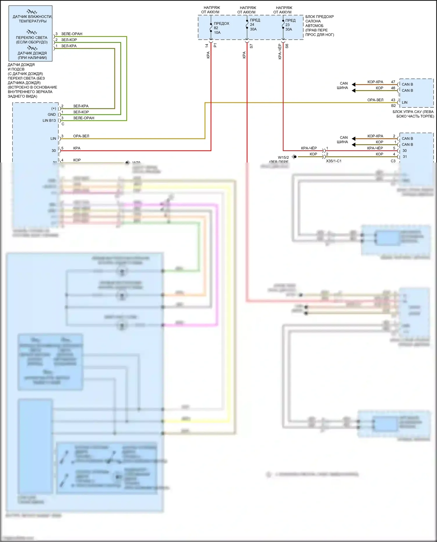 B-класс Mercedes-Benz W246 рестайлинг (2014-2018): Электросхема управления зеркалами заднего вида 