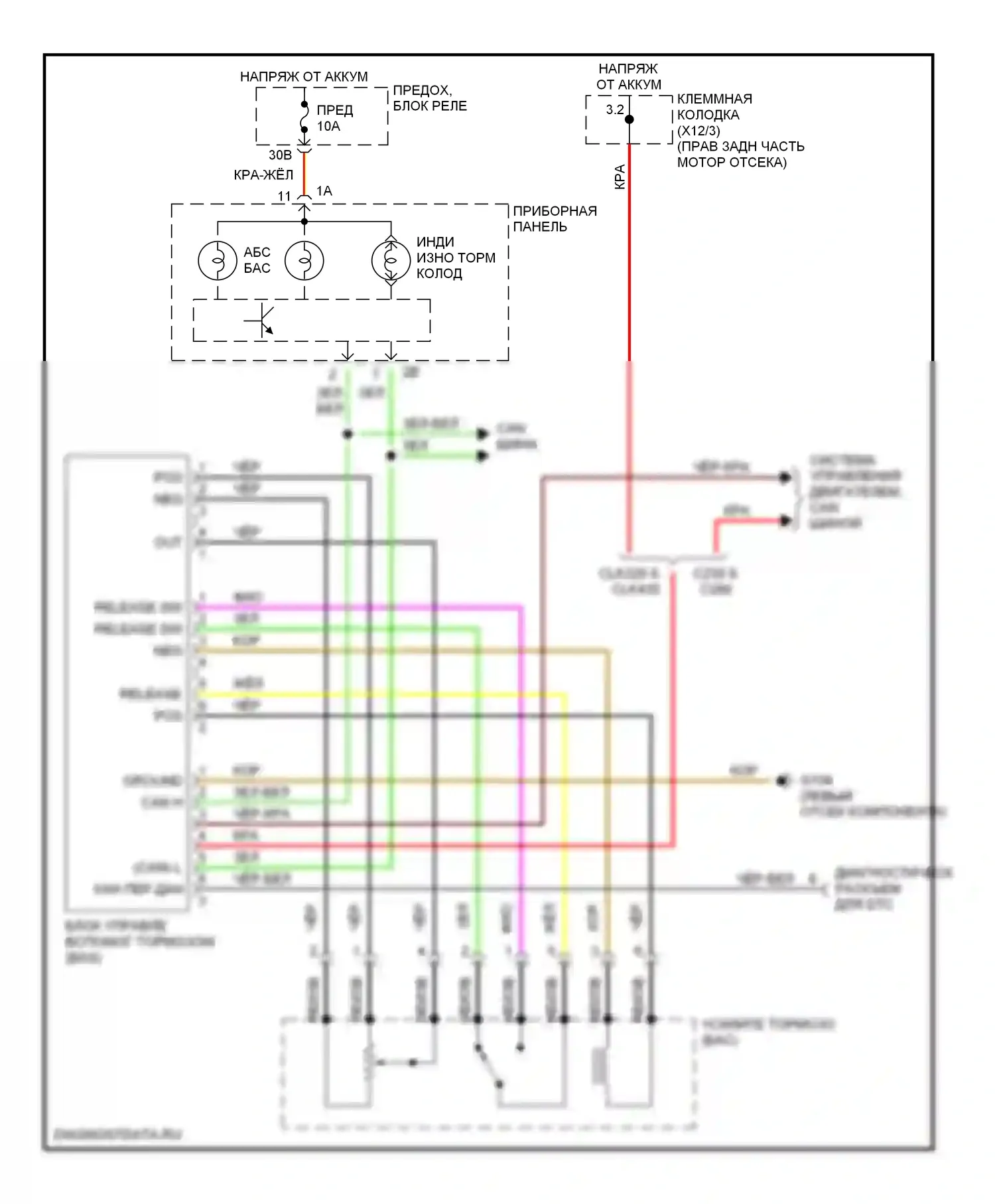 C-класс AMG Mercedes-Benz W202 рестайлинг (1997-2000): Электросхема вспомогательного тормоза 