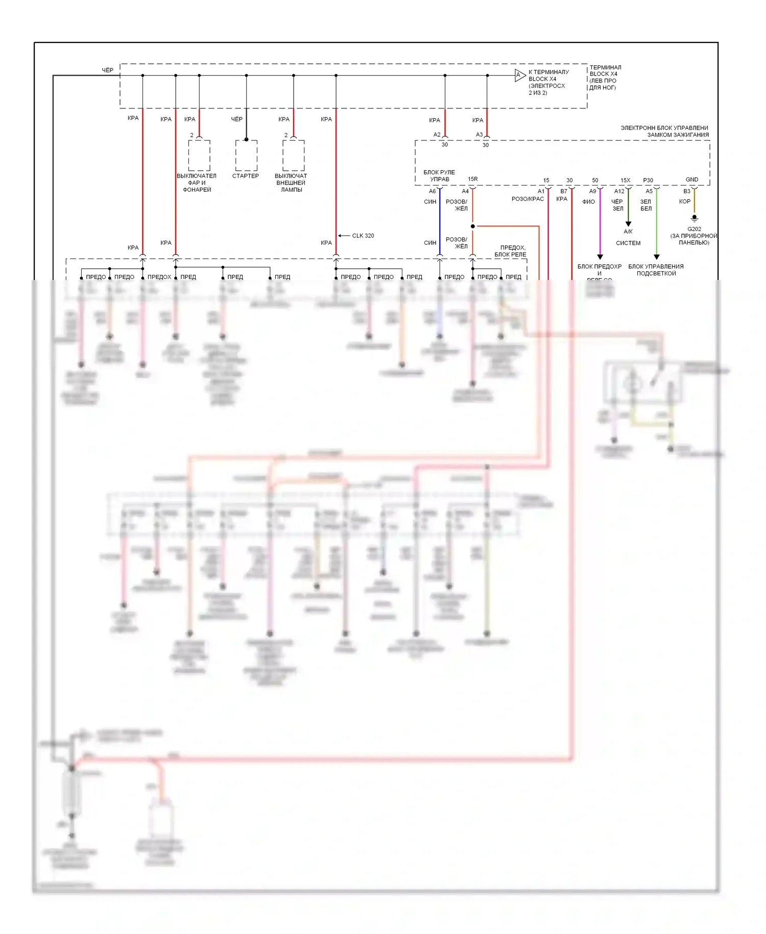 C-класс AMG Mercedes-Benz W202 рестайлинг (1997-2000): Электросхема блока предохранителей реле (1 из 2) 