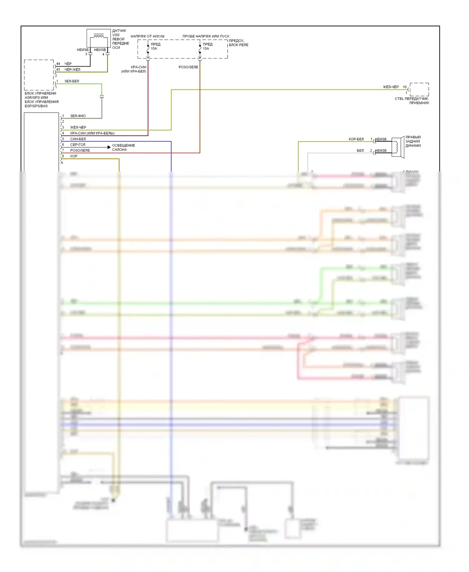 C-класс AMG Mercedes-Benz W202 рестайлинг (1997-2000): Электросхемы радиосвязи, без усилителя 