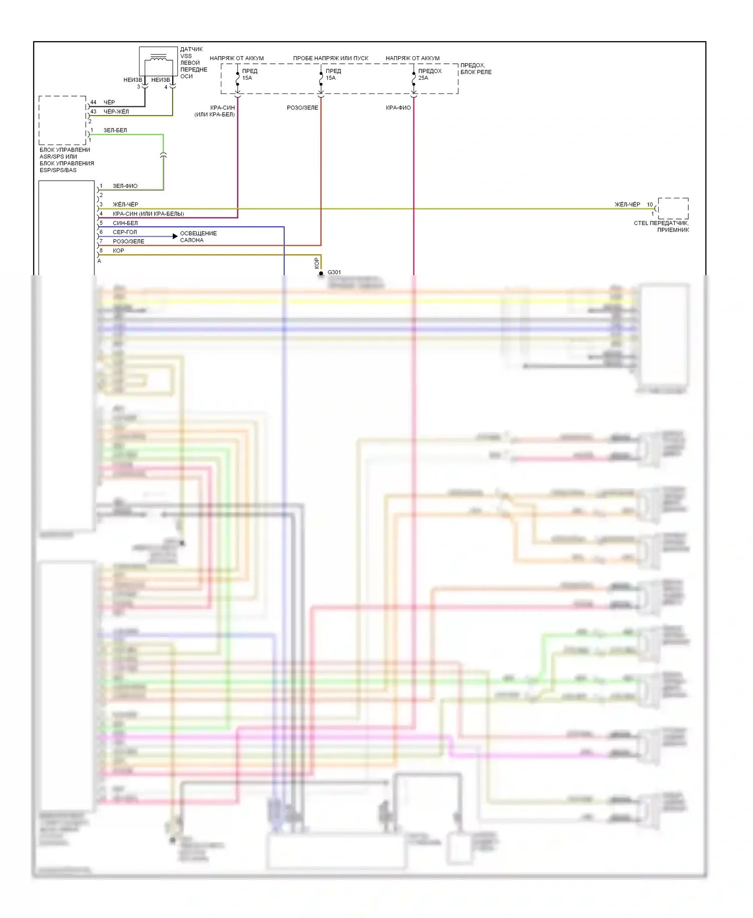 C-класс AMG Mercedes-Benz W202 рестайлинг (1997-2000): Электросхемы радиосвязи с усилителем 