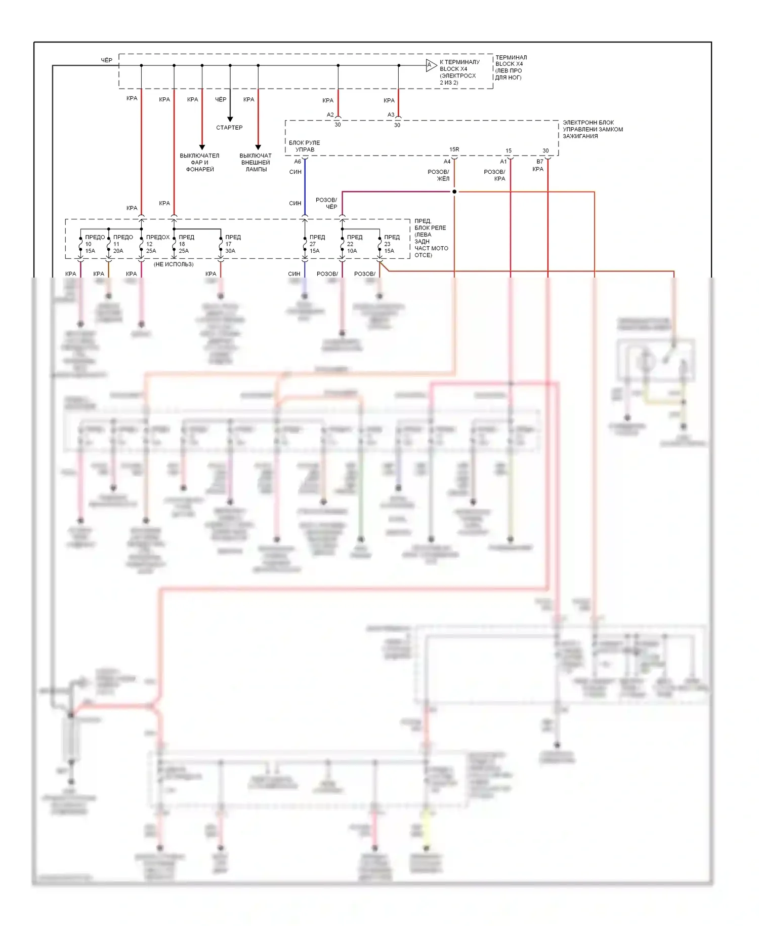 C-класс Mercedes-Benz W202 рестайлинг (1997-2001): Электросхема блока предохранителей реле (1 из 2) 