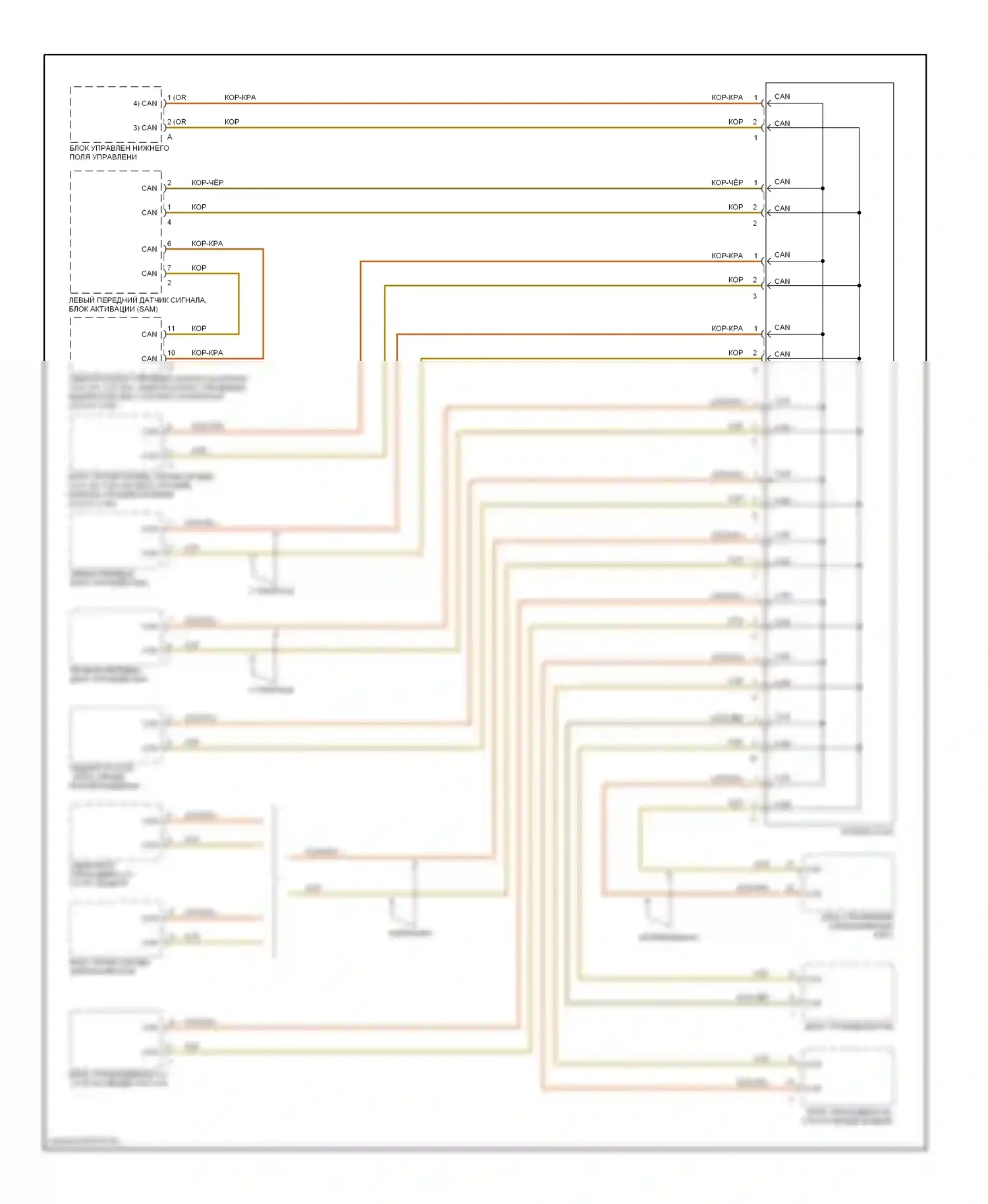 C-класс Mercedes-Benz W202 рестайлинг (1997-2001): Электросхема шины высокого/низкого уровня 