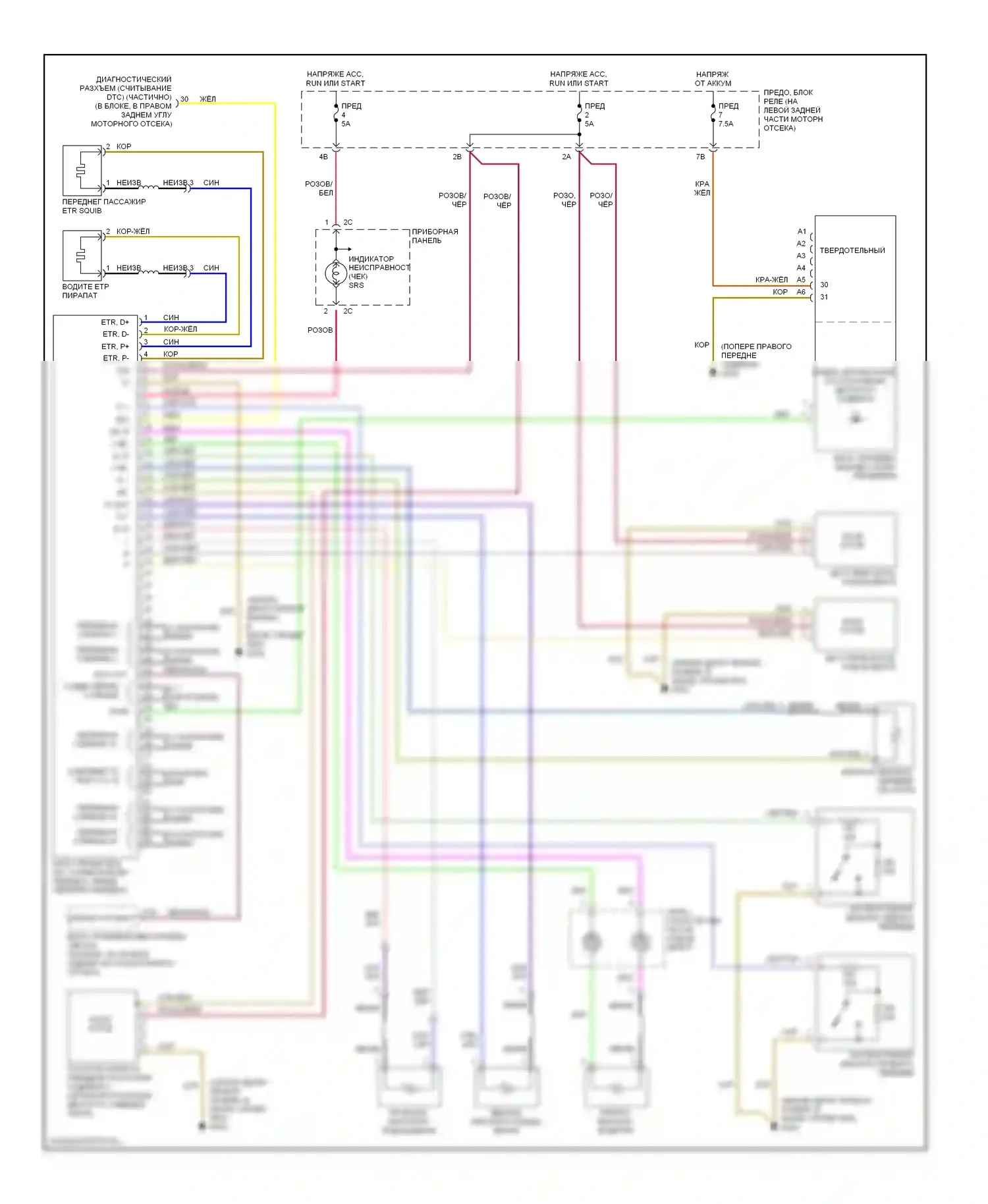 C-класс Mercedes-Benz W202 рестайлинг (1997-2001): Электросхема подушек безопасности 