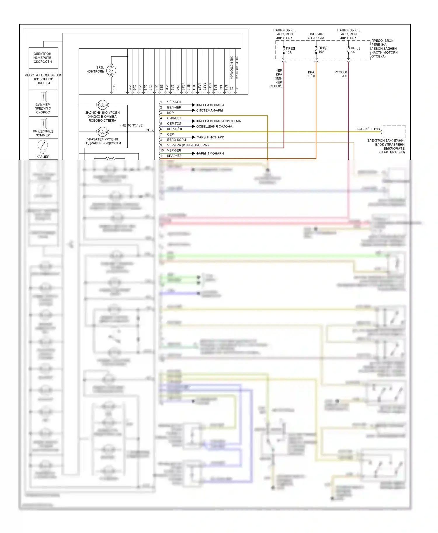 C-класс Mercedes-Benz W202 рестайлинг (1997-2001): Электросхема приборной панели 