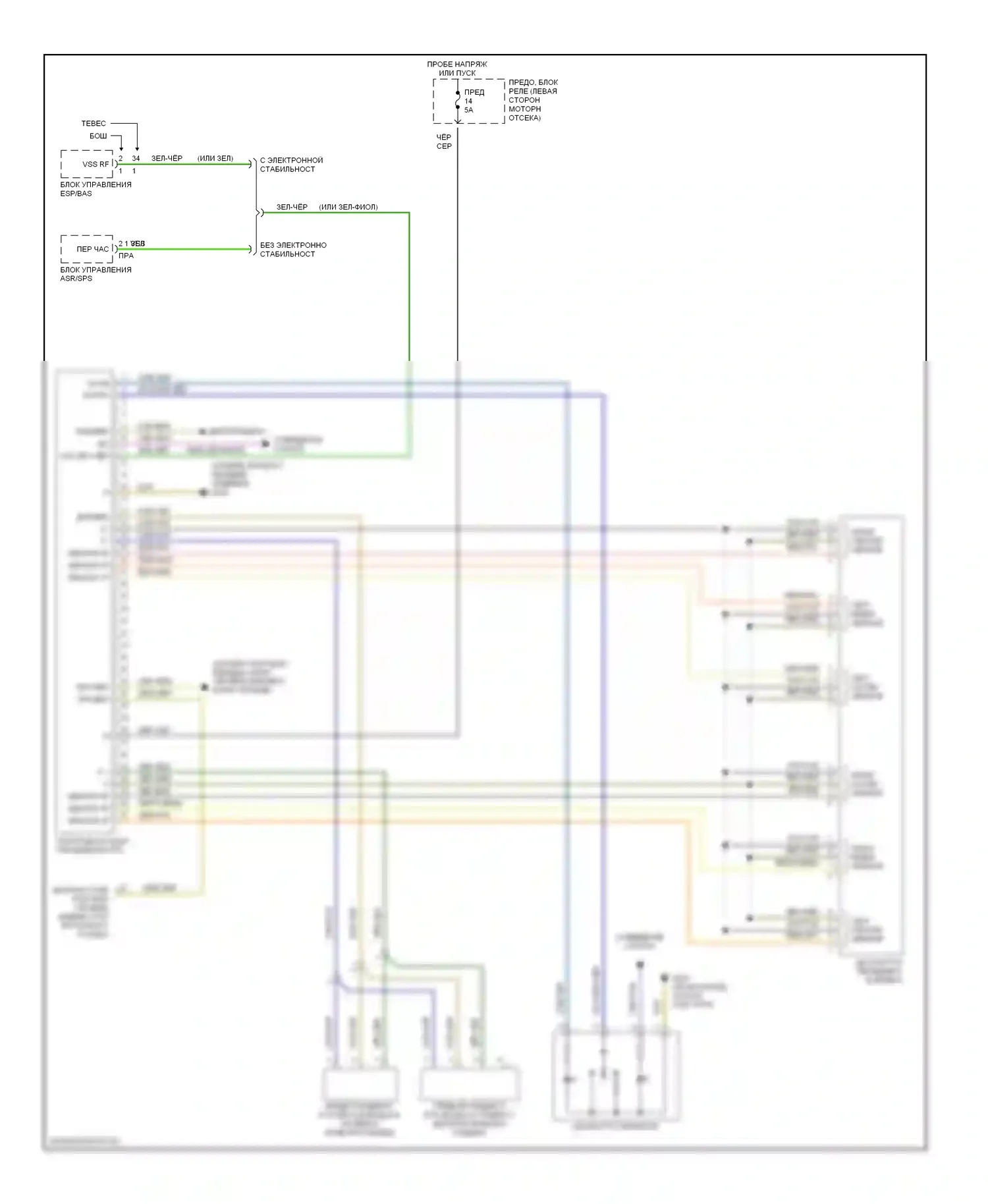 C-класс Mercedes-Benz W202 рестайлинг (1997-2001): Электросхема парктроника 