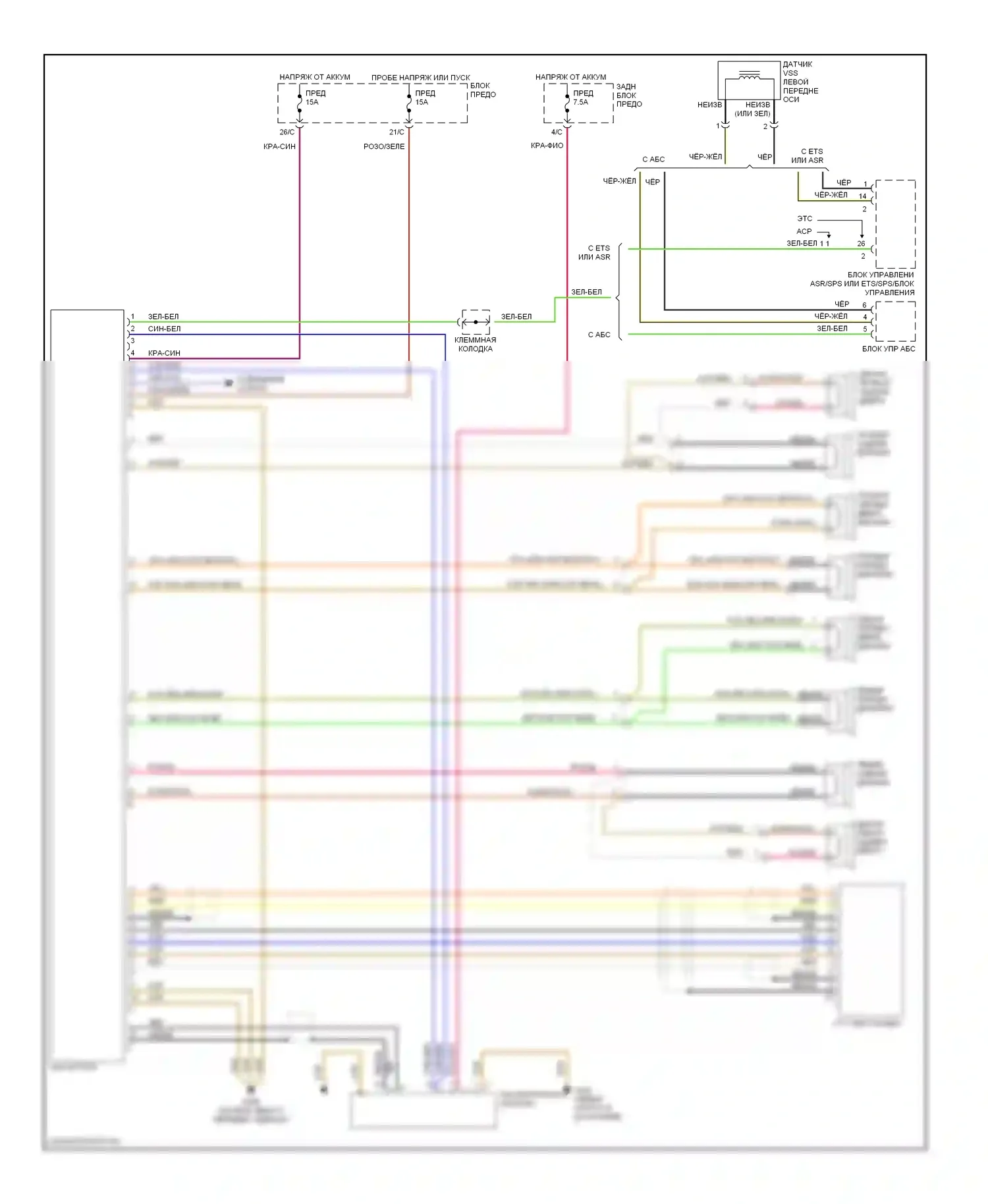 C-класс Mercedes-Benz W202 (1993-1997): Электросхемы радиосвязи, без усилителя 