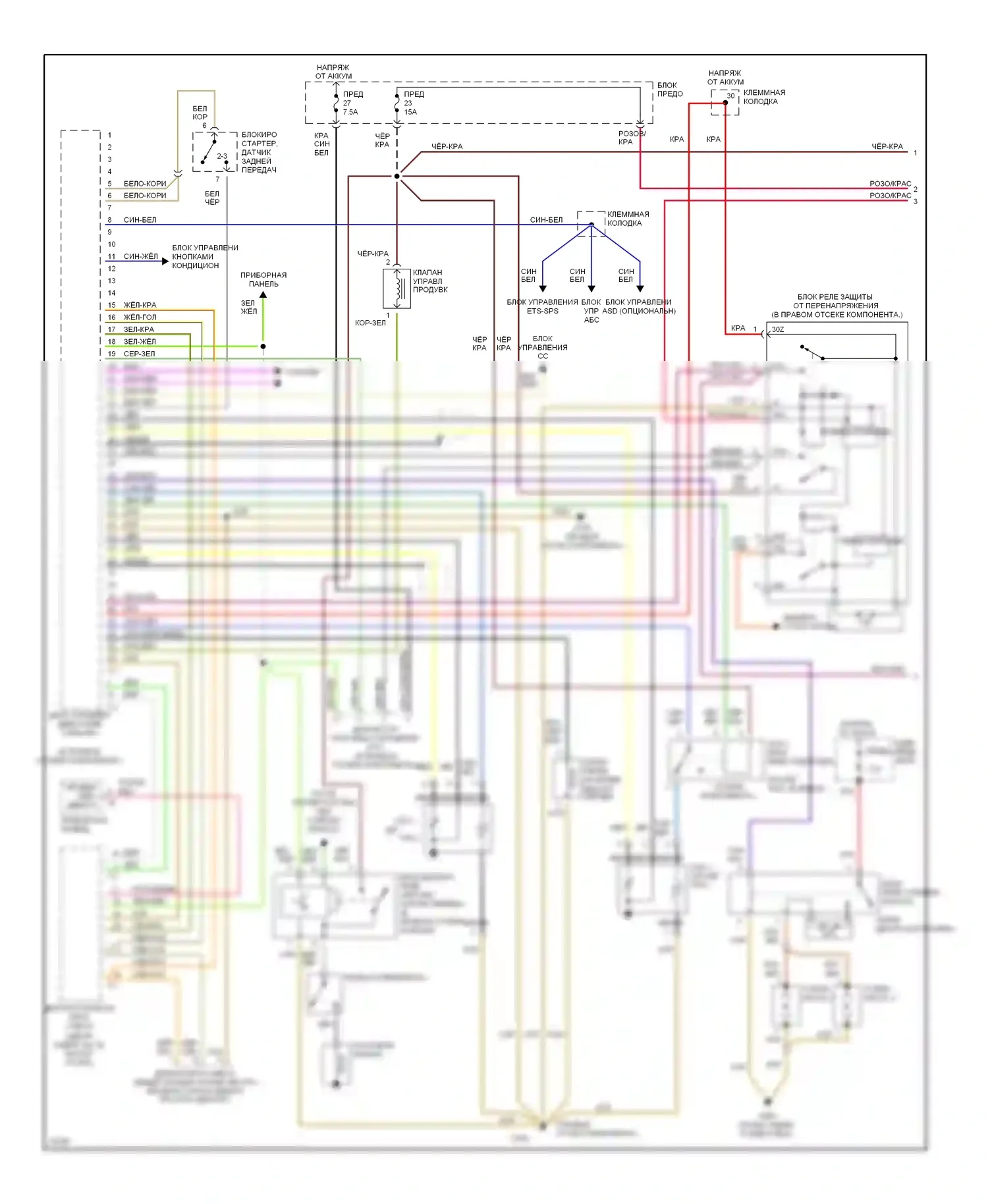 C-класс AMG Mercedes-Benz W202 (1994-1997): Электросхема двигателя 2.2ls (1 из 2) 