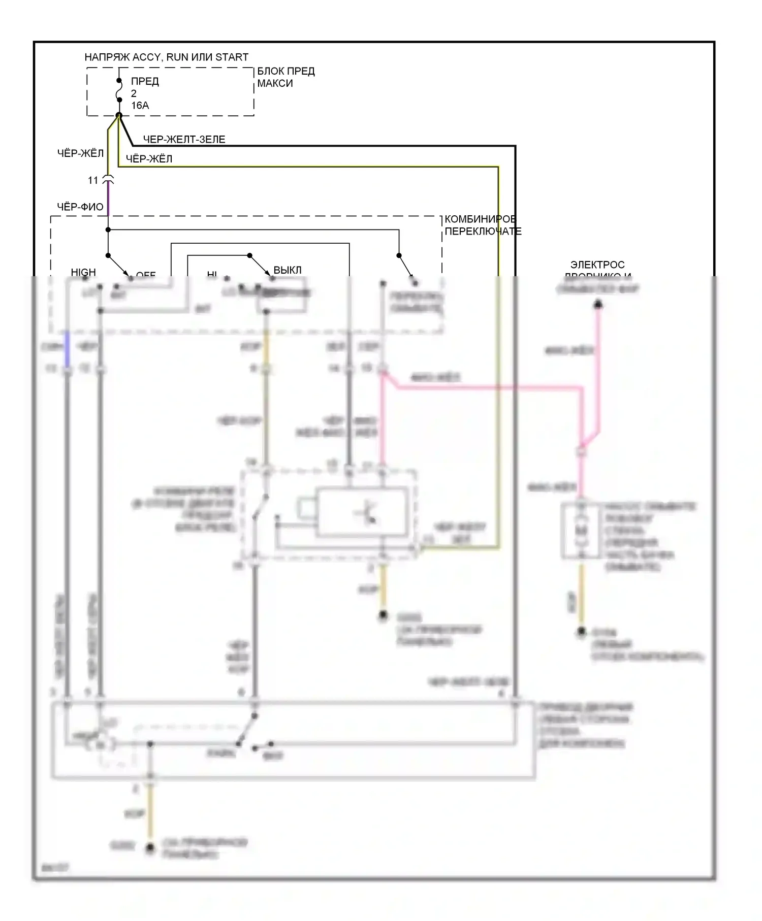 C-класс AMG Mercedes-Benz W202 (1994-1997): Электросхема передних дворников и омывателей 