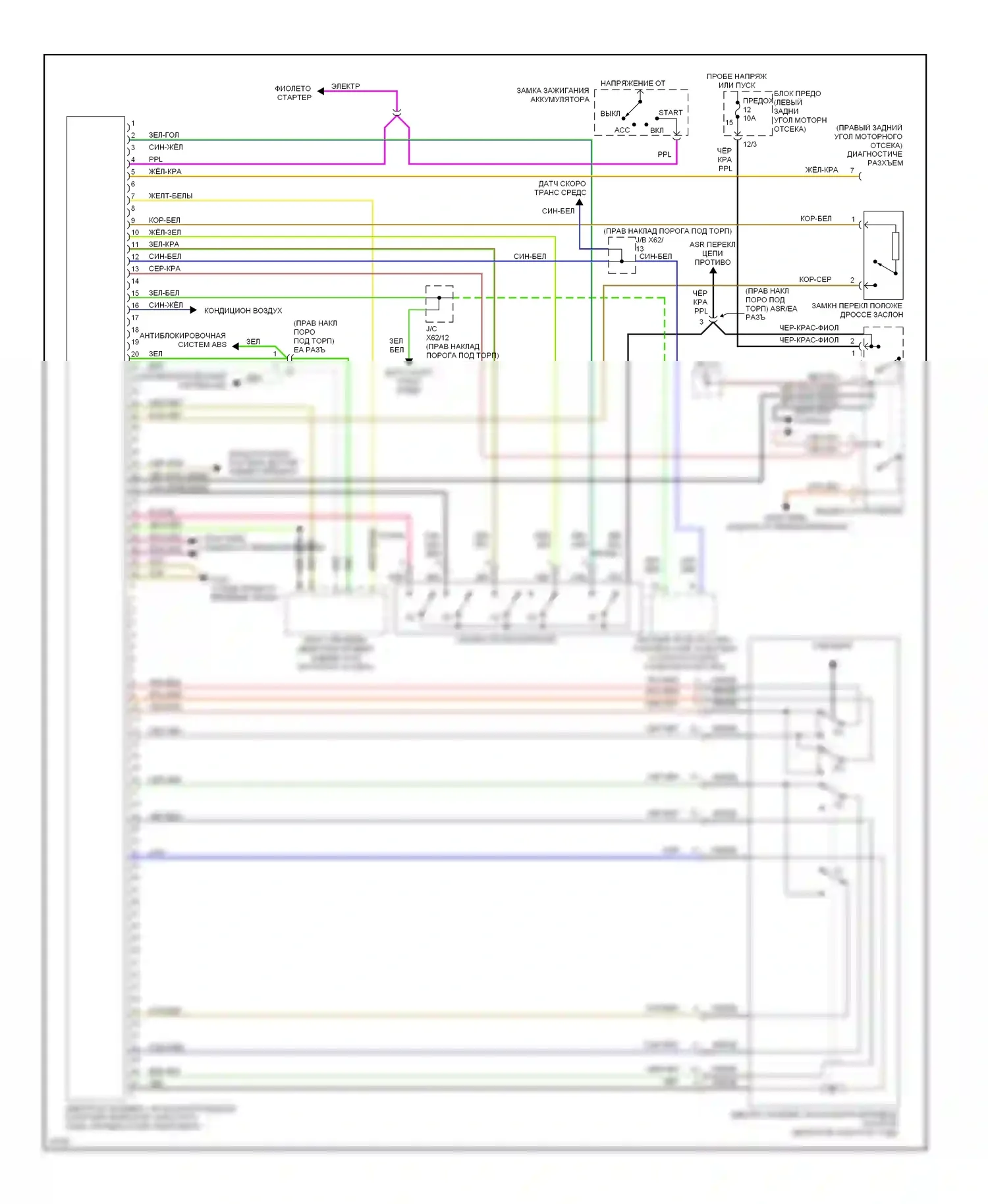 C-класс AMG Mercedes-Benz W202 (1994-1997): Электросхема электронного акселератора/круиз-контроля/контроля оборотов холостого хода 