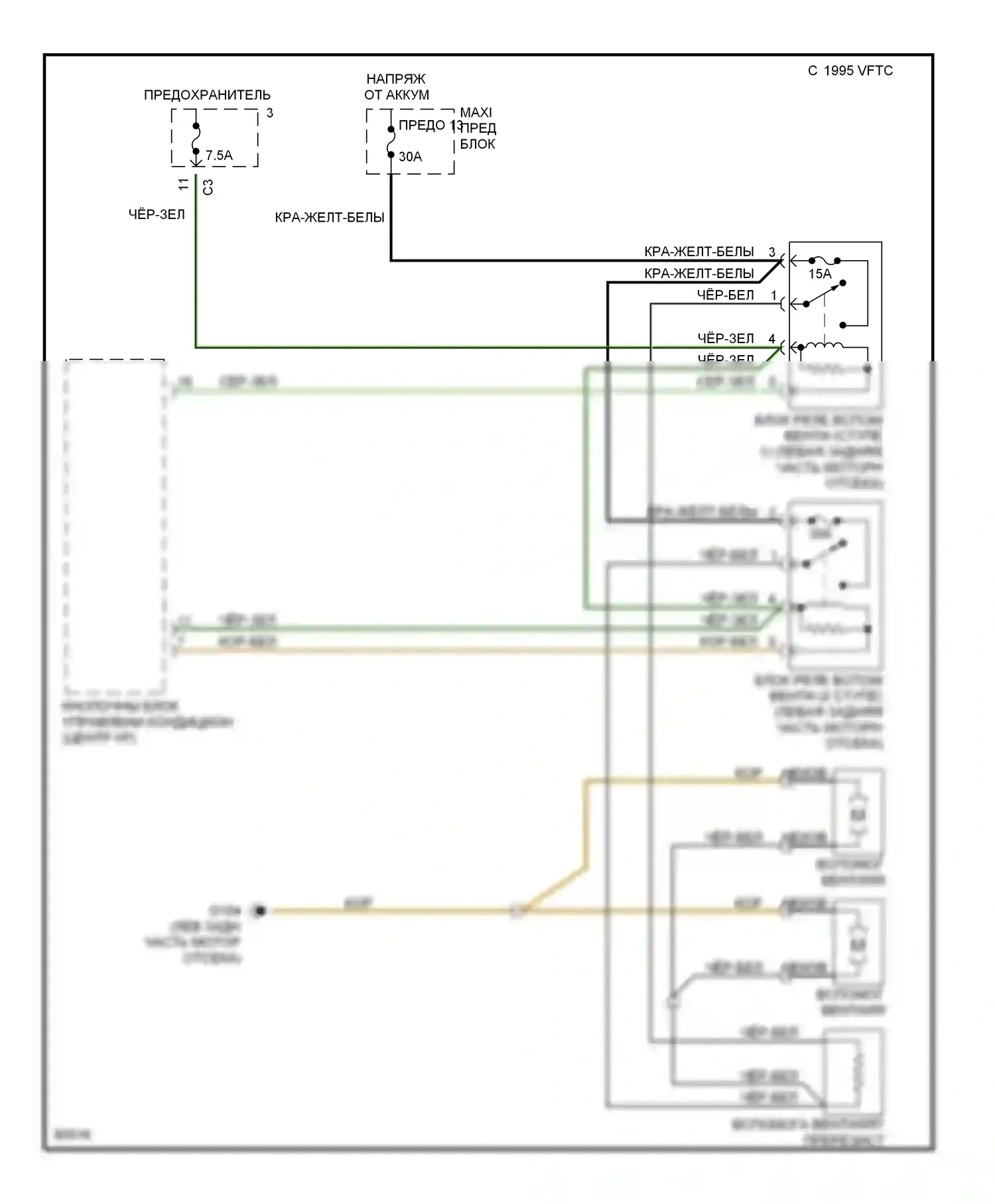 C-класс AMG Mercedes-Benz W202 (1994-1997): Электросхема вентилятора охлаждения 
