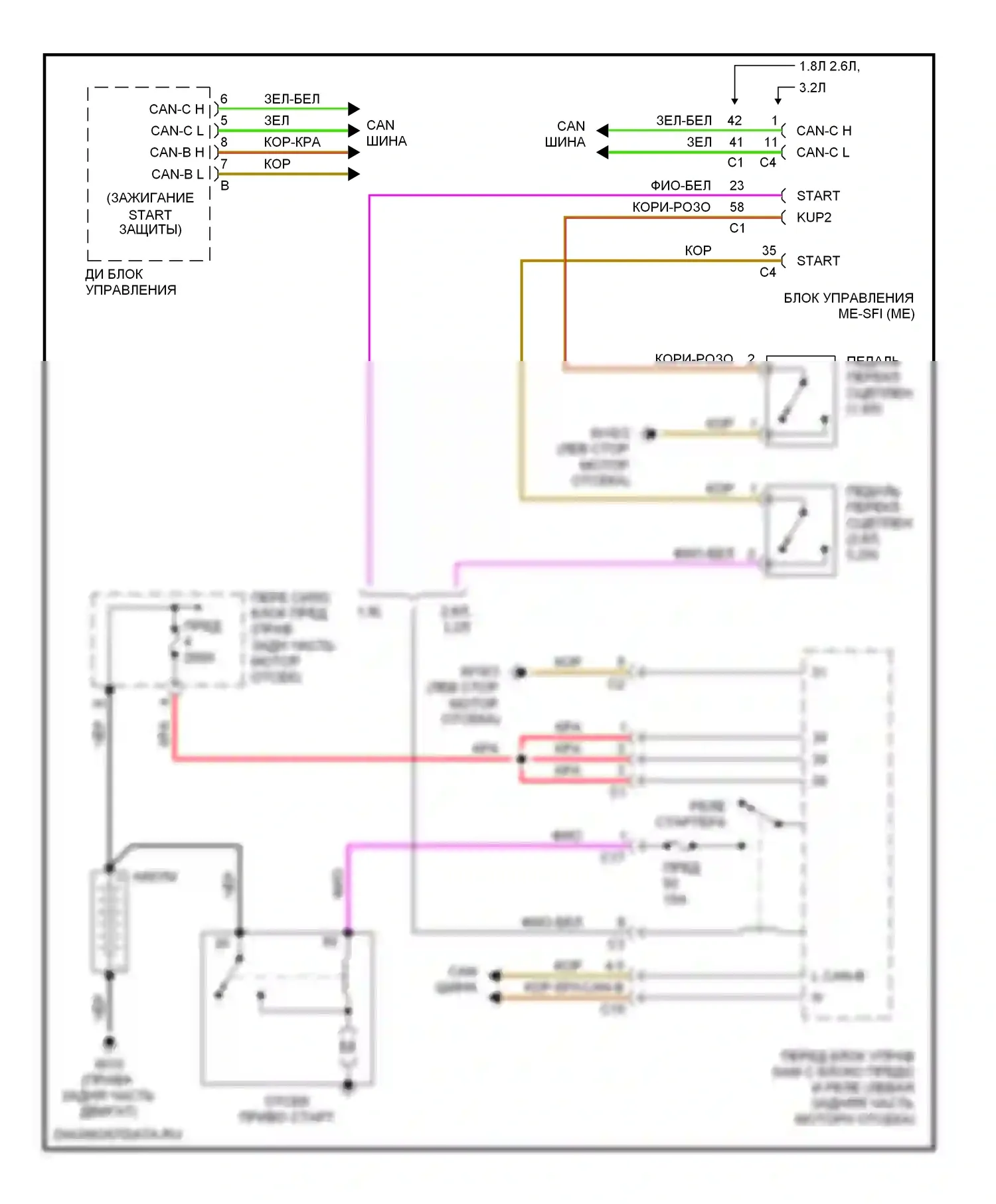 C-класс AMG Mercedes-Benz W203/S203/CL203 рестайлинг (2004-2007): Электросхема стартера, мкп 
