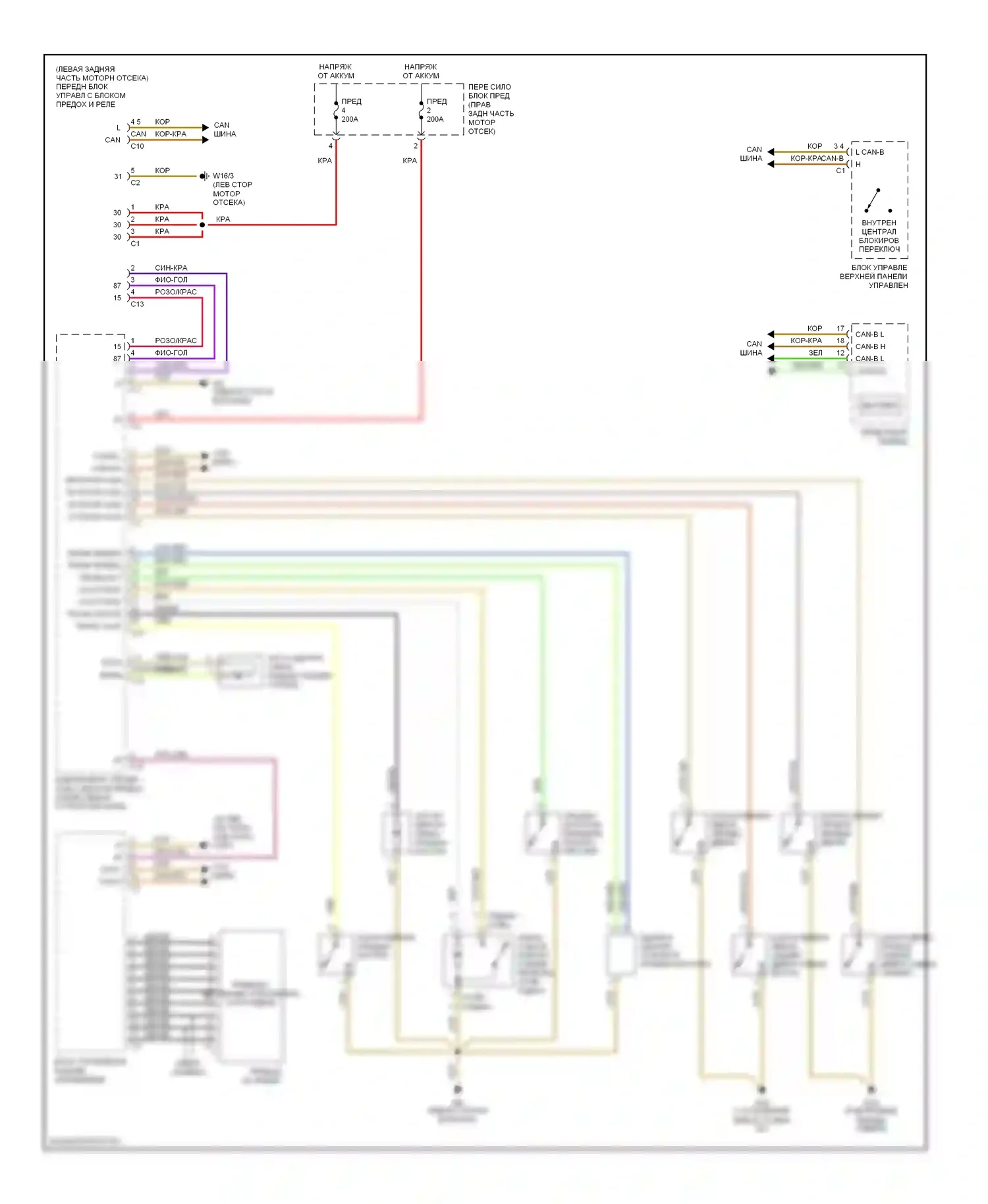 C-класс AMG Mercedes-Benz W203/S203/CL203 рестайлинг (2004-2007): Электросхема центрального замка (1 из 2) 