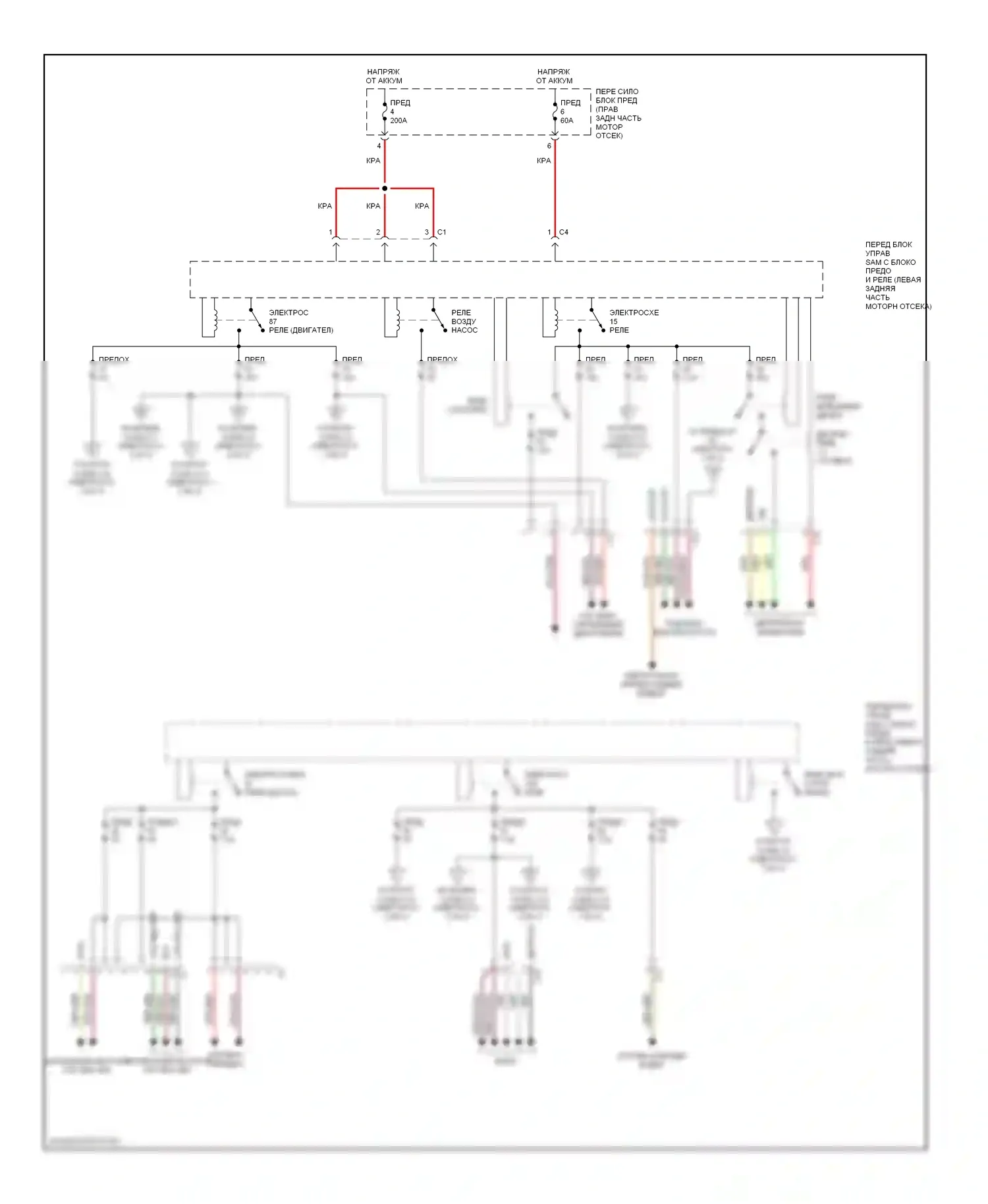 C-класс Mercedes-Benz W203/S203/CL203 рестайлинг (2004-2008): Электросхема переднего блока управления sam (1 из 3) 