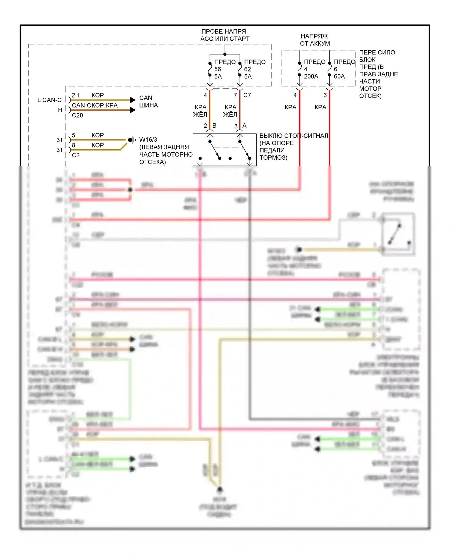 C-класс Mercedes-Benz W203/S203/CL203 рестайлинг (2004-2008): Электросхема блокировки селектора 