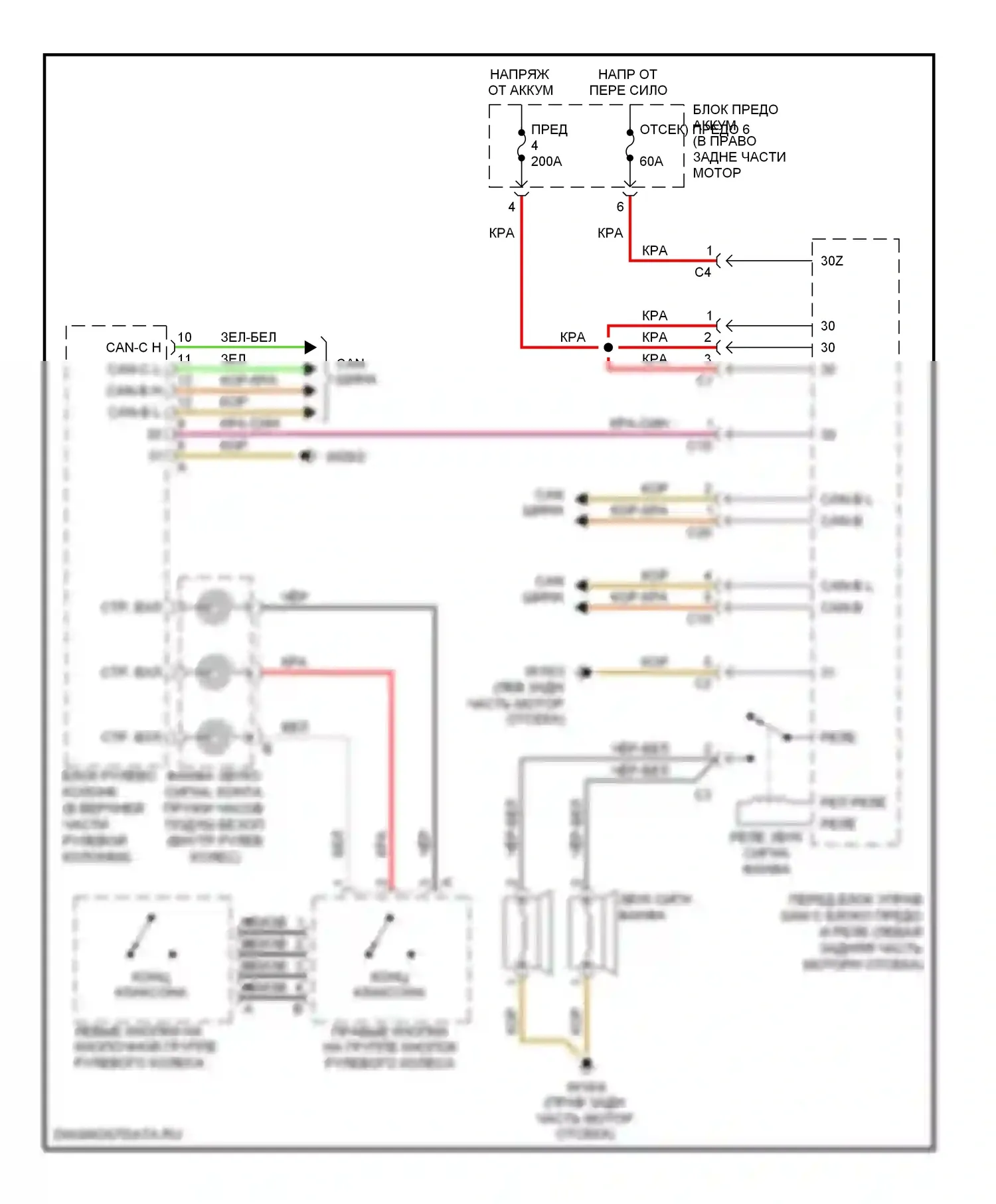 C-класс Mercedes-Benz W203/S203/CL203 рестайлинг (2004-2008): Электросхема клаксона 