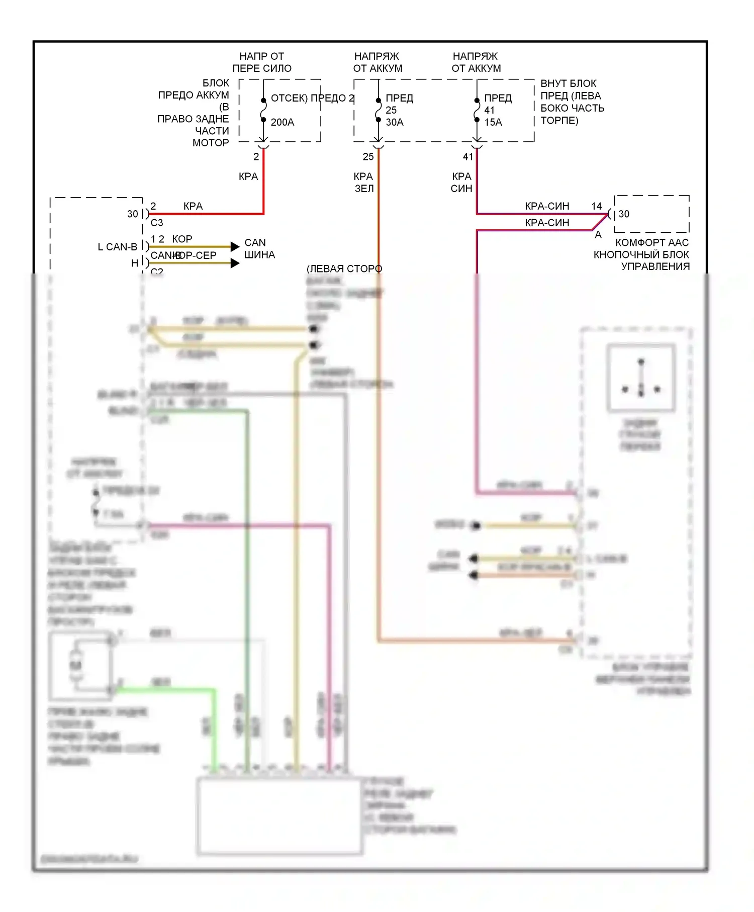 C-класс Mercedes-Benz W203/S203/CL203 рестайлинг (2004-2008): Электросхема солнцезащитного козырька заднего стекла 