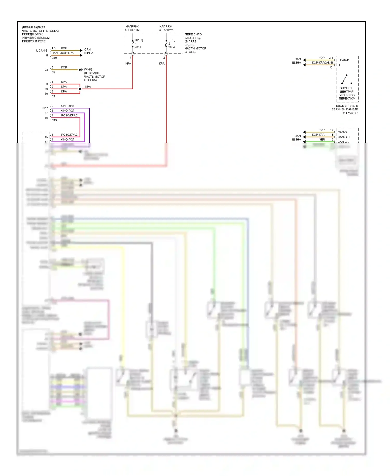 C-класс Mercedes-Benz W203/S203/CL203 рестайлинг (2004-2008): Электросхема центрального замка (1 из 2) 
