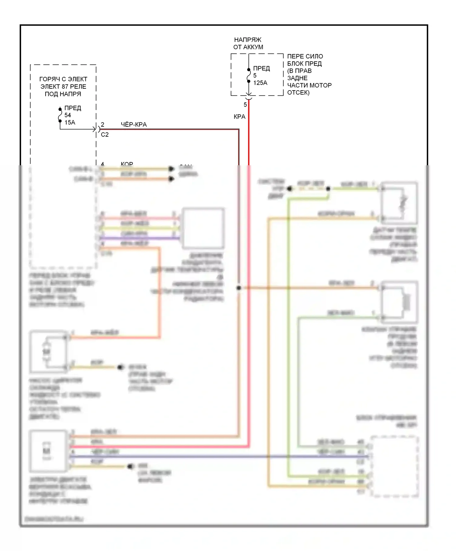 C-класс Mercedes-Benz W203/S203/CL203 рестайлинг (2004-2008): Электросхема вентилятора охлаждения 