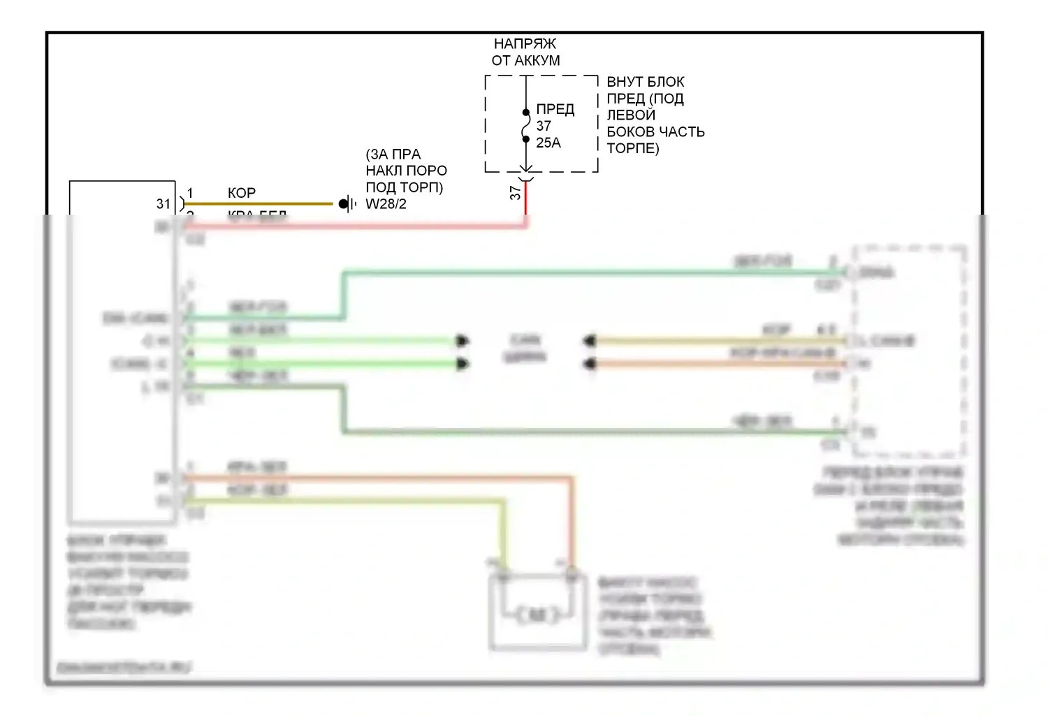 C-класс Mercedes-Benz W203/S203/CL203 (2000-2004): Электросхема вспомогательного тормоза 