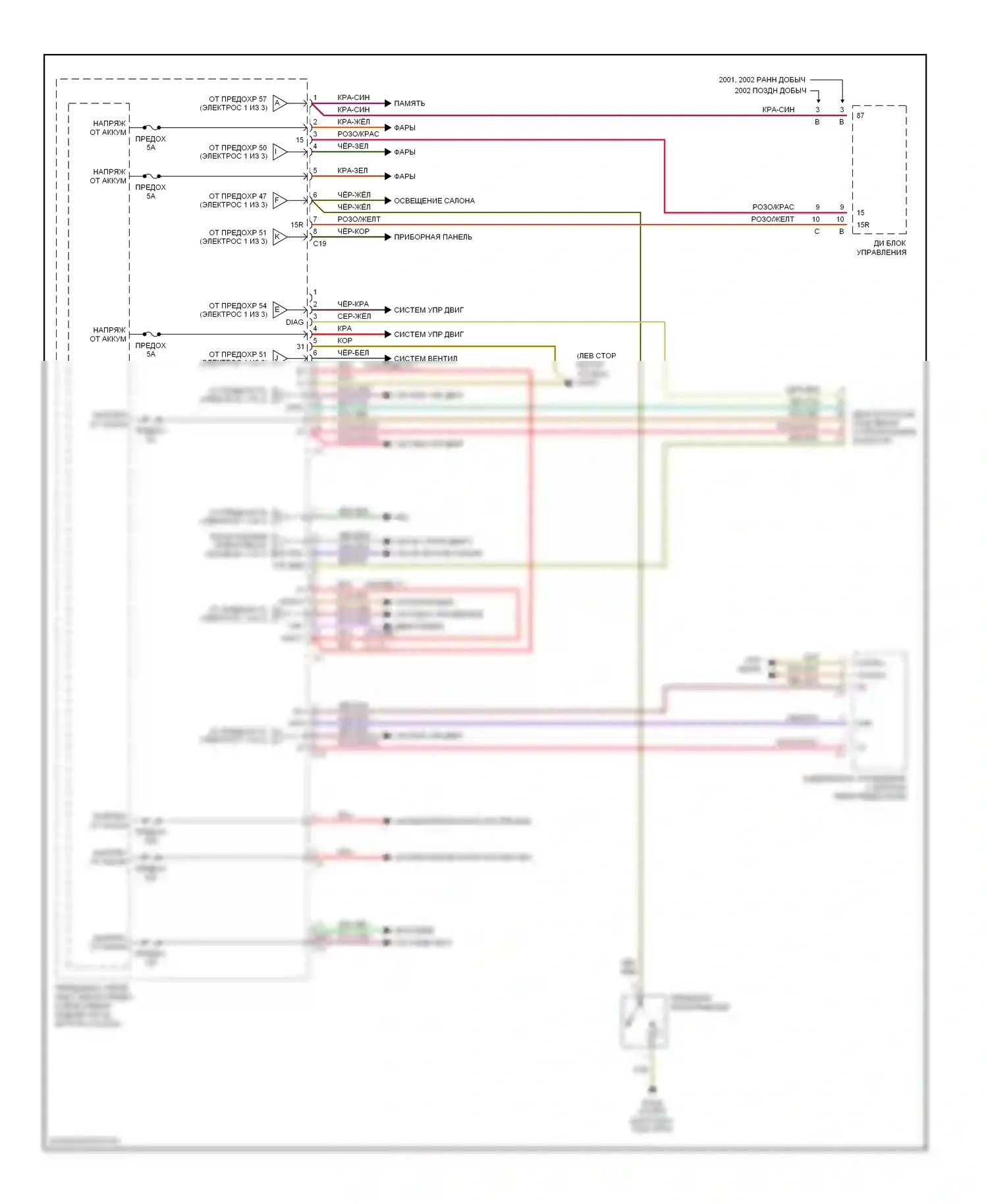 C-класс Mercedes-Benz W203/S203/CL203 (2000-2004): Электросхема переднего блока управления sam (2 из 3) 