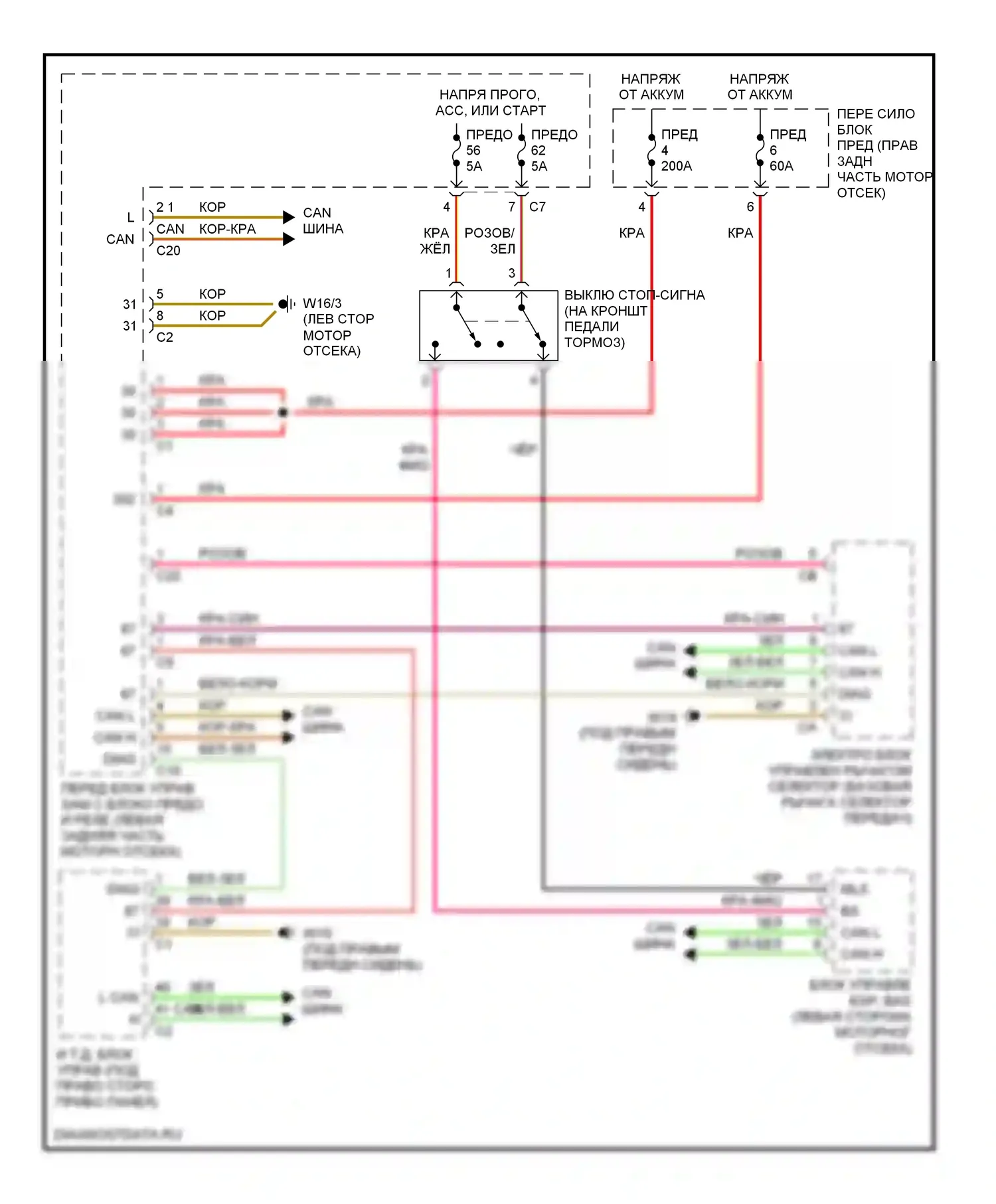 C-класс Mercedes-Benz W203/S203/CL203 (2000-2004): Электросхема блокировки селектора 