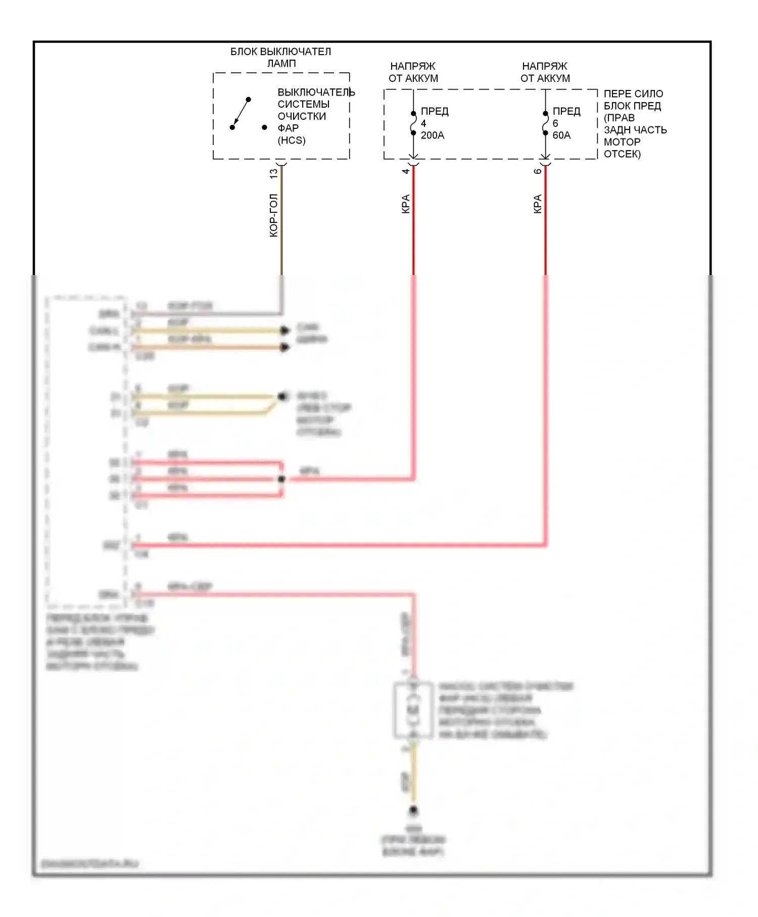 C-класс Mercedes-Benz W203/S203/CL203 (2000-2004): Электросхема омывателя фар 
