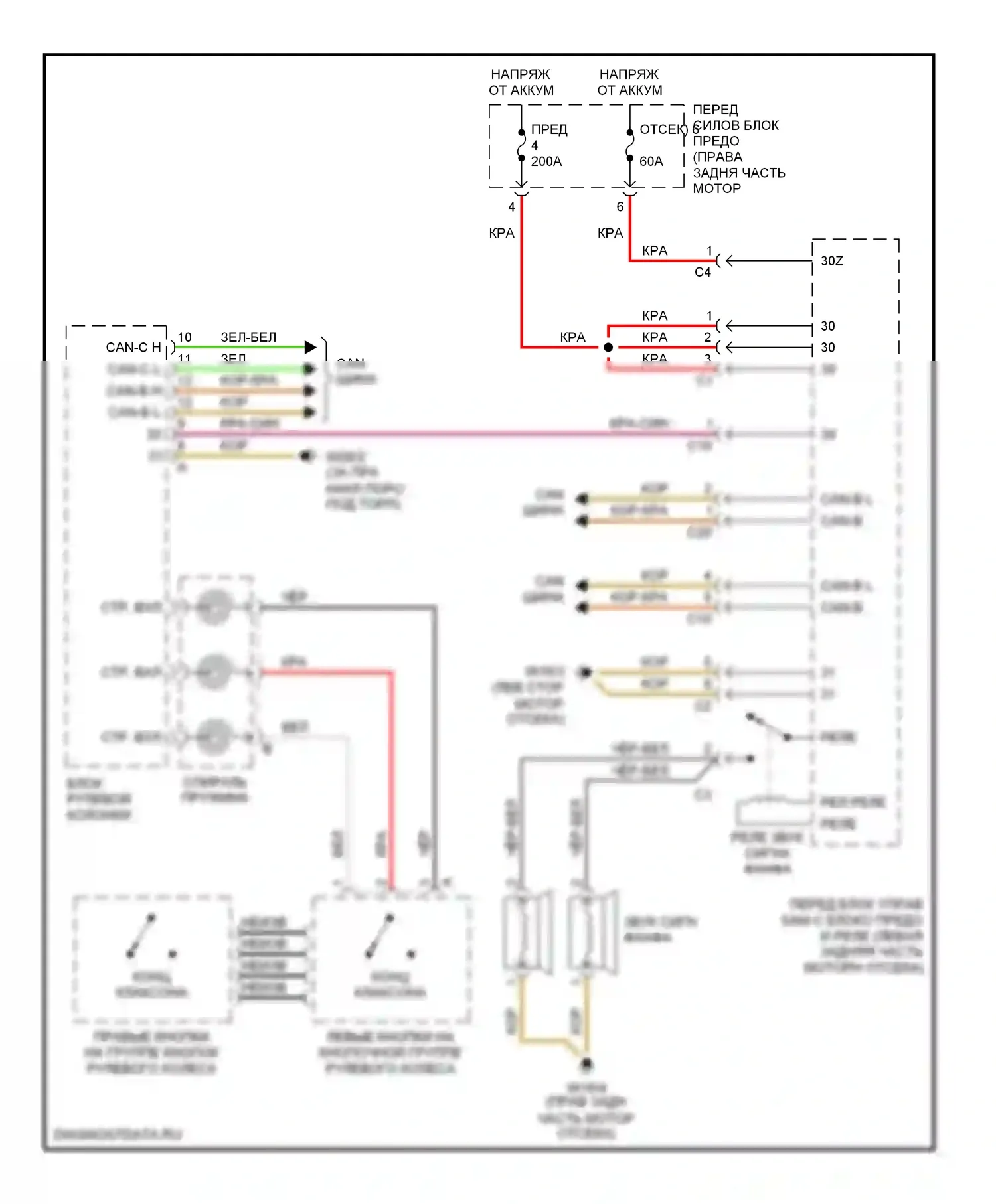 C-класс Mercedes-Benz W203/S203/CL203 (2000-2004): Электросхема клаксона 