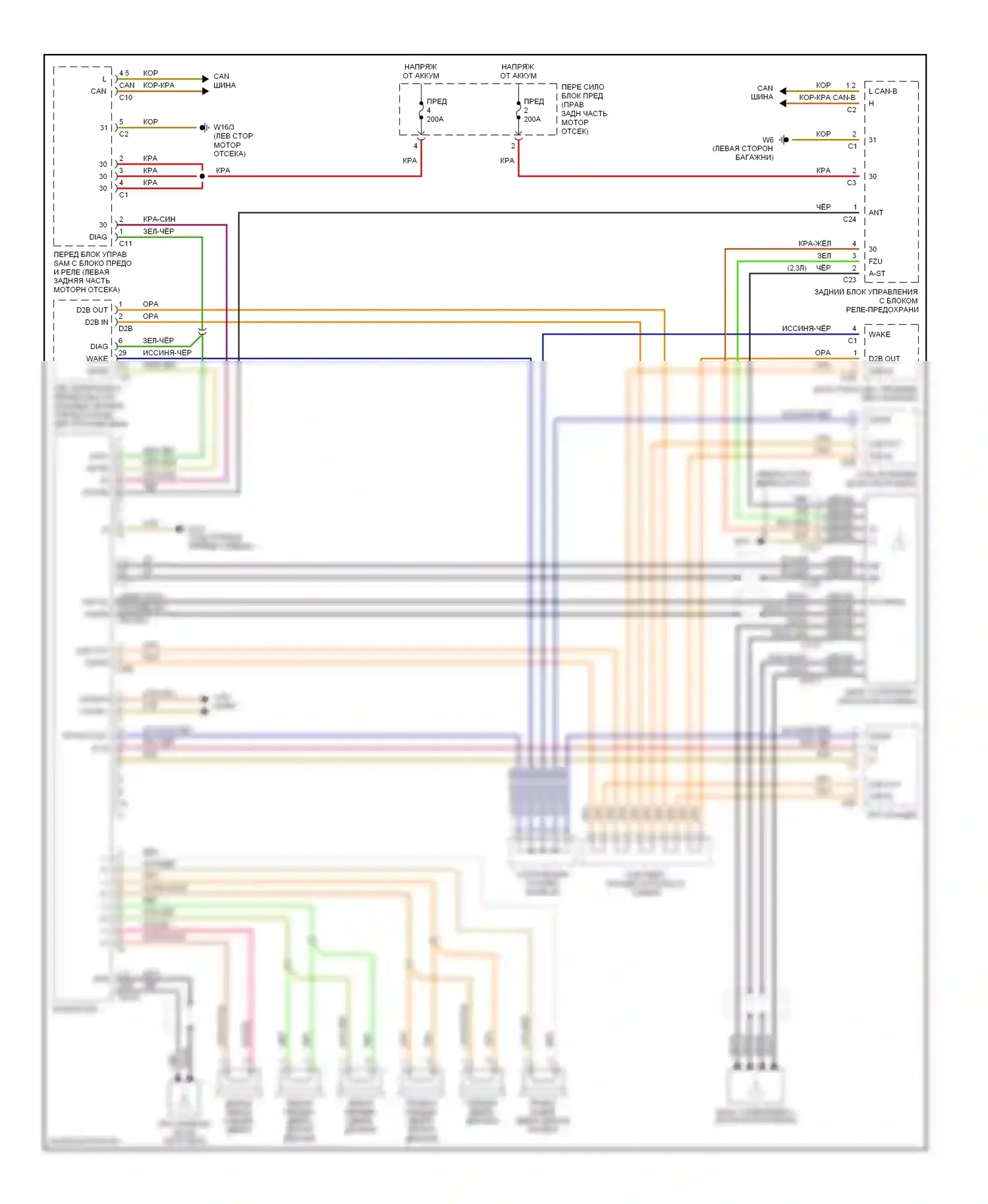 C-класс Mercedes-Benz W203/S203/CL203 (2000-2004): Магнитола электросхема, вагон без усилителя 