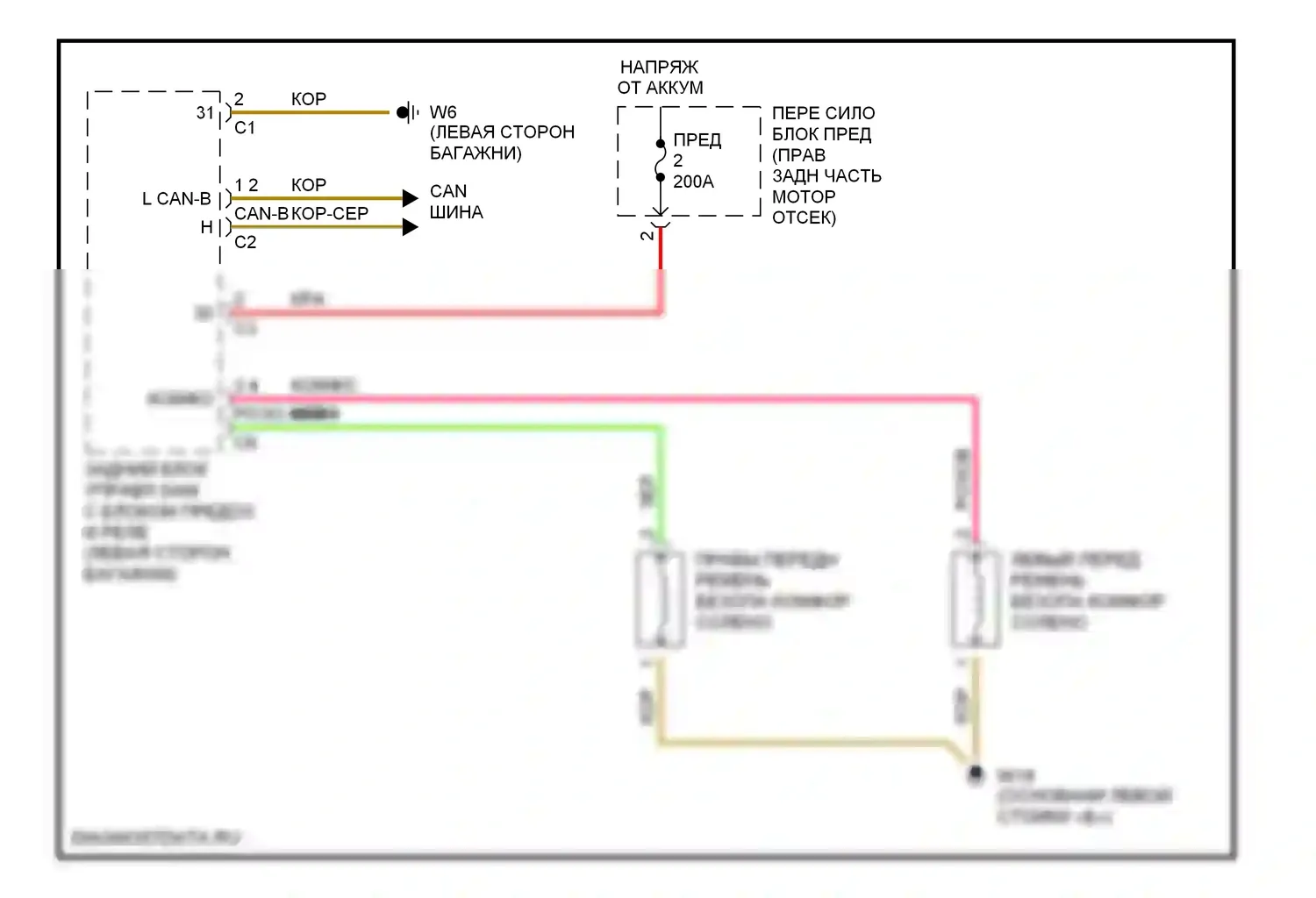 C-класс Mercedes-Benz W203/S203/CL203 (2000-2004): Электросхема подушек безопасности 