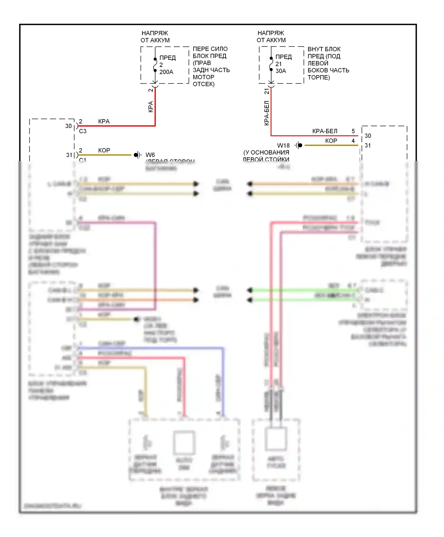 C-класс Mercedes-Benz W203/S203/CL203 (2000-2004): Электросхема электрохромного зеркала 