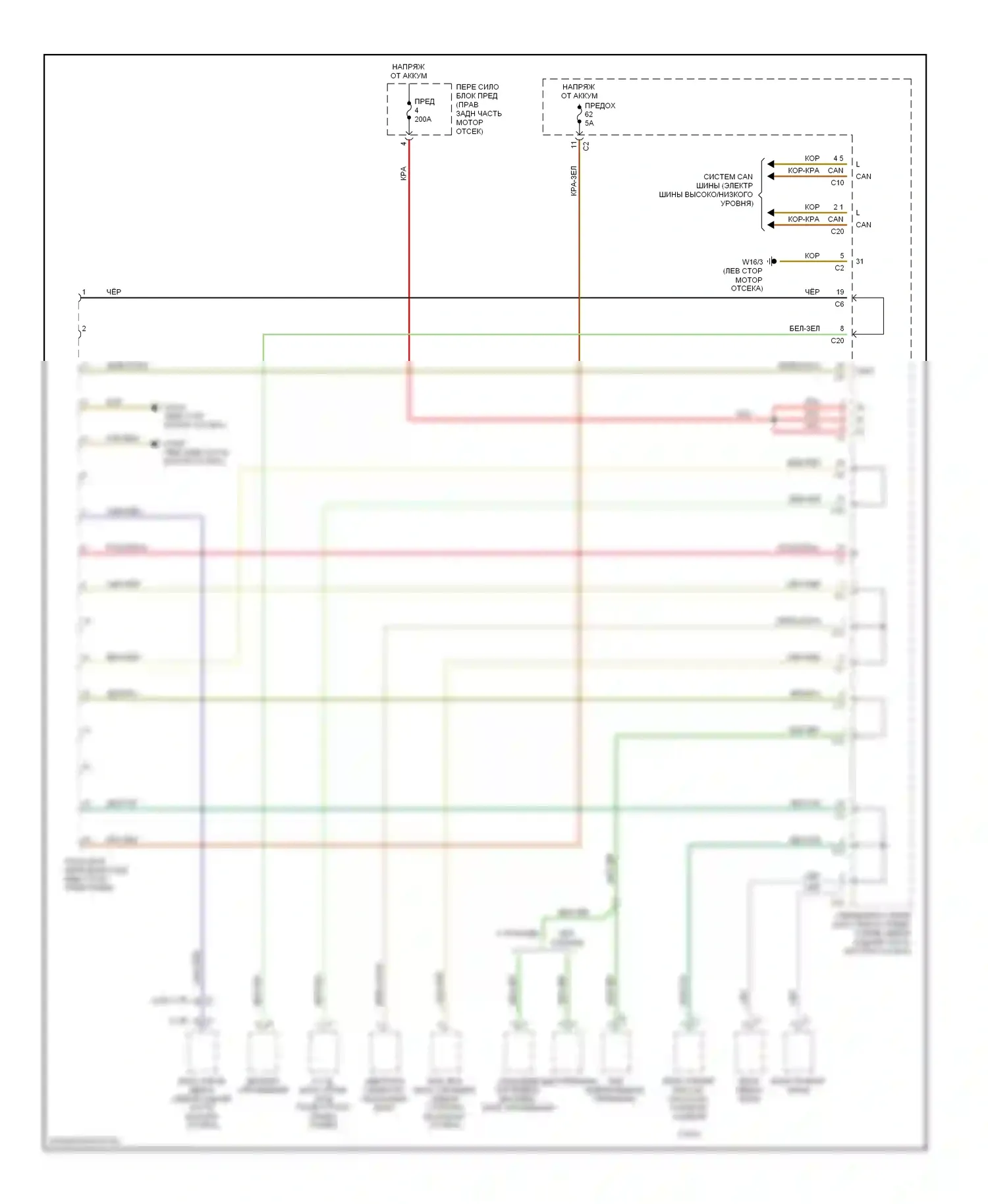 C-класс AMG Mercedes-Benz W203/S203/CL203 (2001-2004): Электросхема диагностического разхъема 