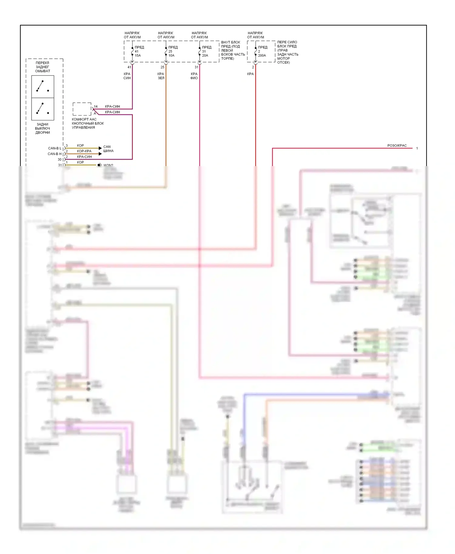 C-класс AMG Mercedes-Benz W203/S203/CL203 (2001-2004): Дворники и омыватели электросхема вагона (1 из 2) 