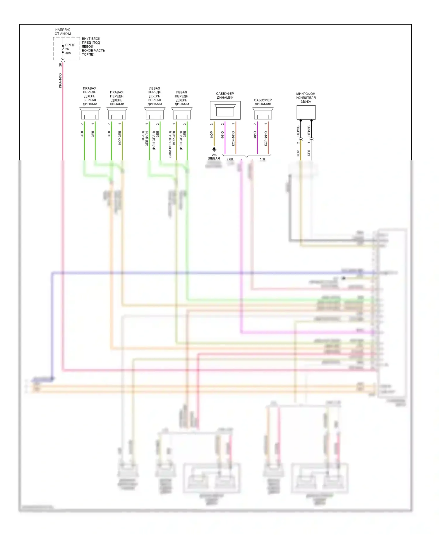 C-класс AMG Mercedes-Benz W203/S203/CL203 (2001-2004): Электросхема магнитолы, седан с усилителем (2 из 2) 