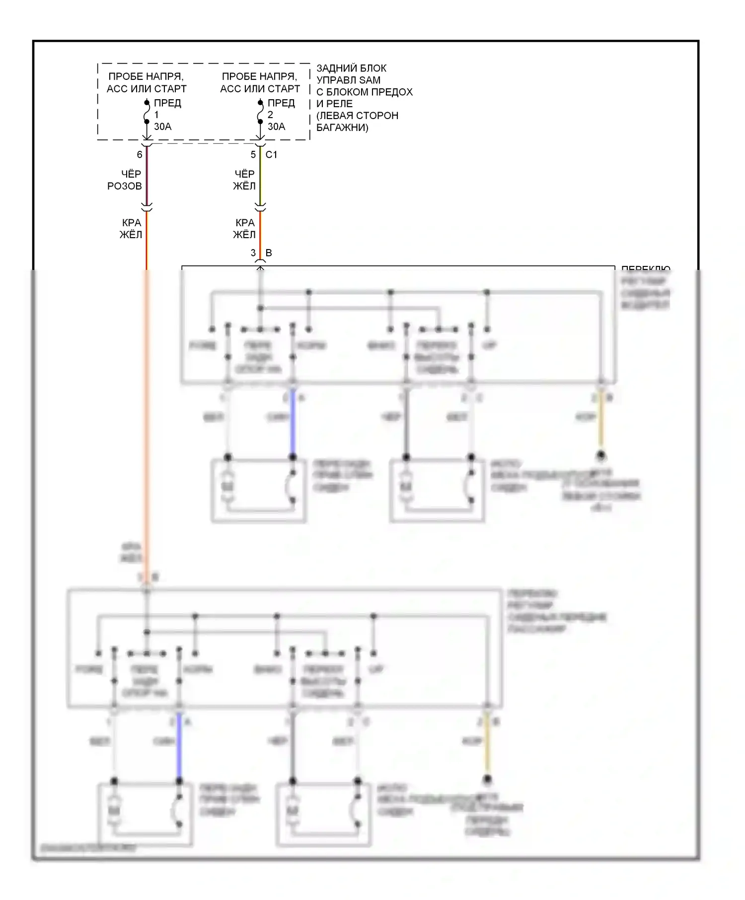 C-класс AMG Mercedes-Benz W203/S203/CL203 (2001-2004): Электросхема сидений 