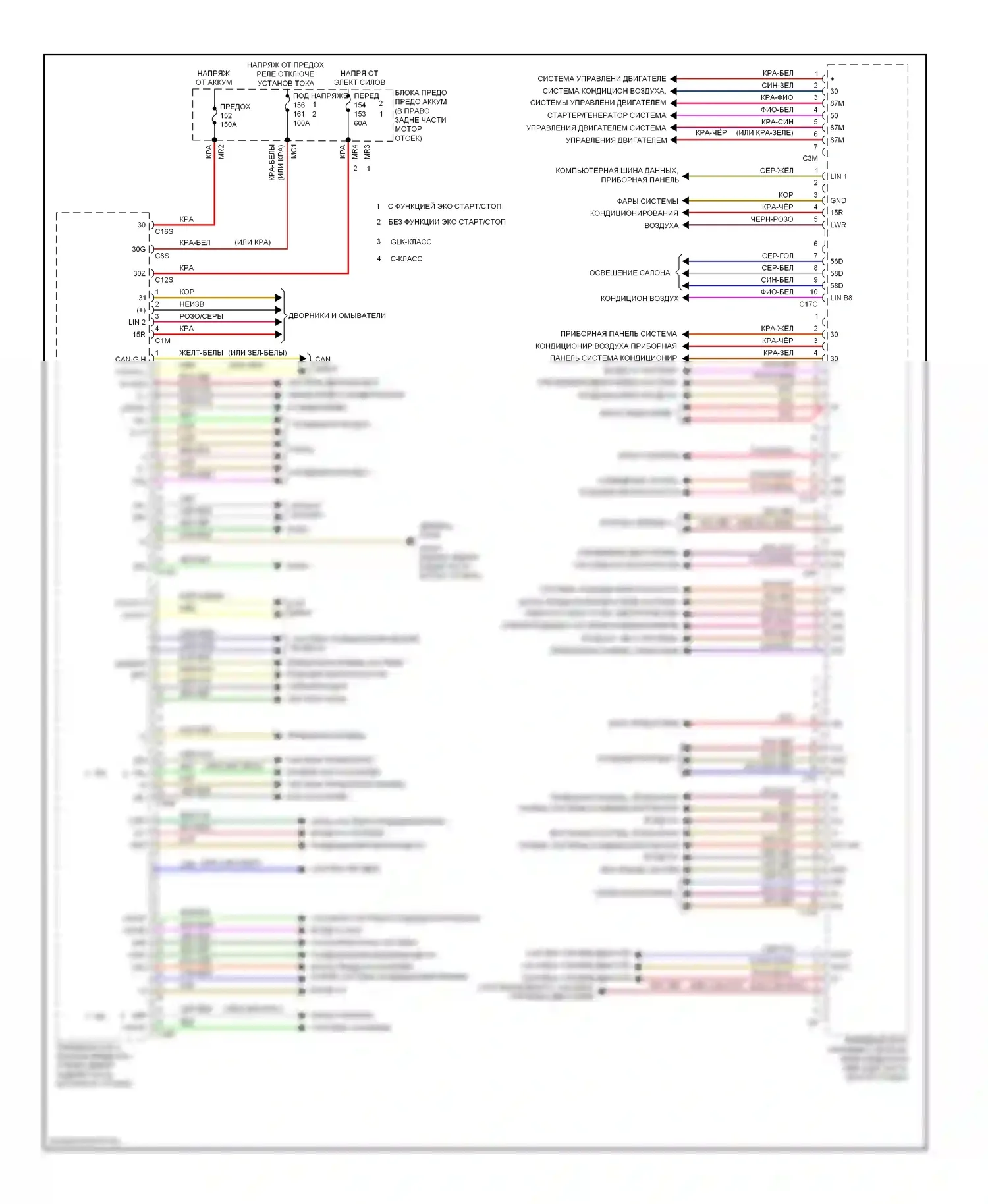 C-класс Mercedes-Benz W204/S204/С204 рестайлинг (2011-2015): Электросхема переднего блока управления sam (1 из 2) 