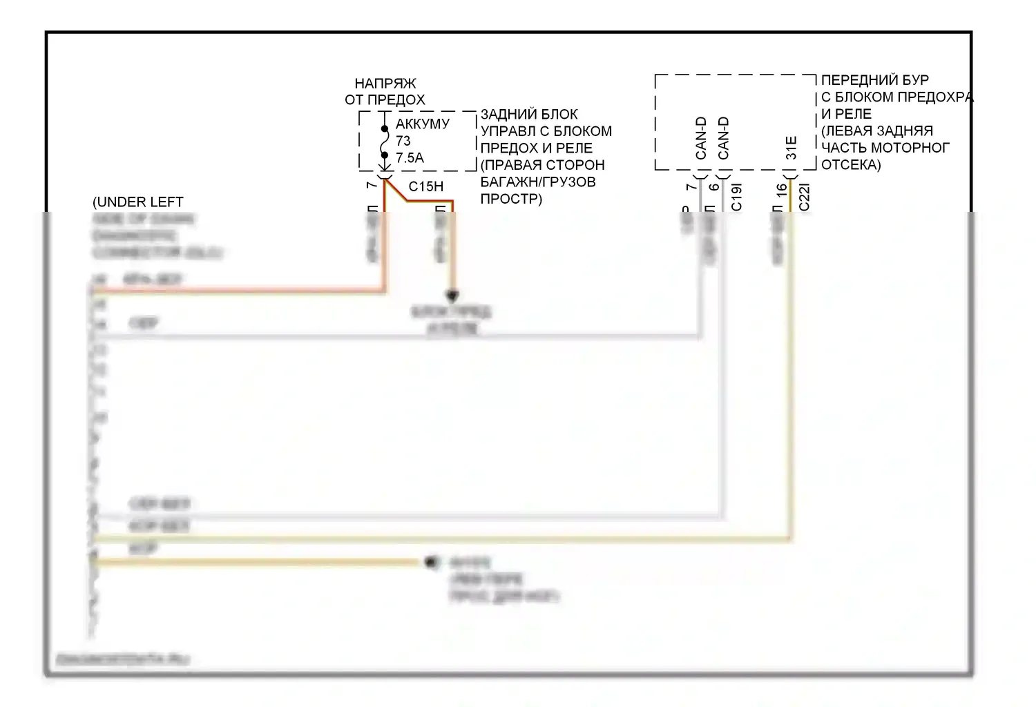 C-класс Mercedes-Benz W204/S204/С204 рестайлинг (2011-2015): Электросхема диагностического разхъема 